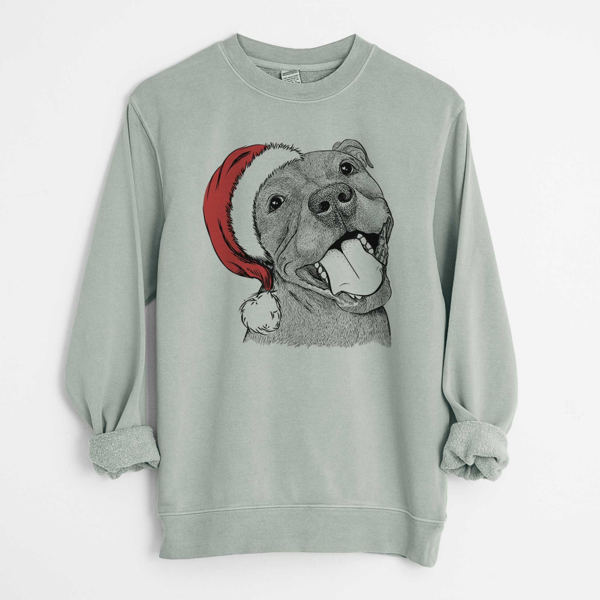 Santa Eloise the Pitbull Mix - Unisex Pigment Dyed Crew Sweatshirt
