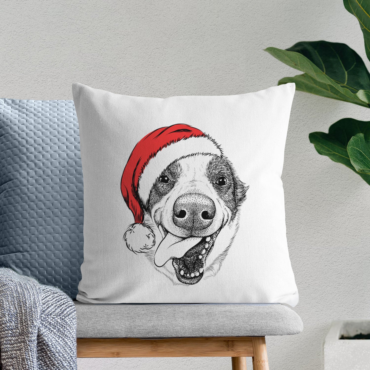 Elwood the Border Collie - Throw Pillow Cover