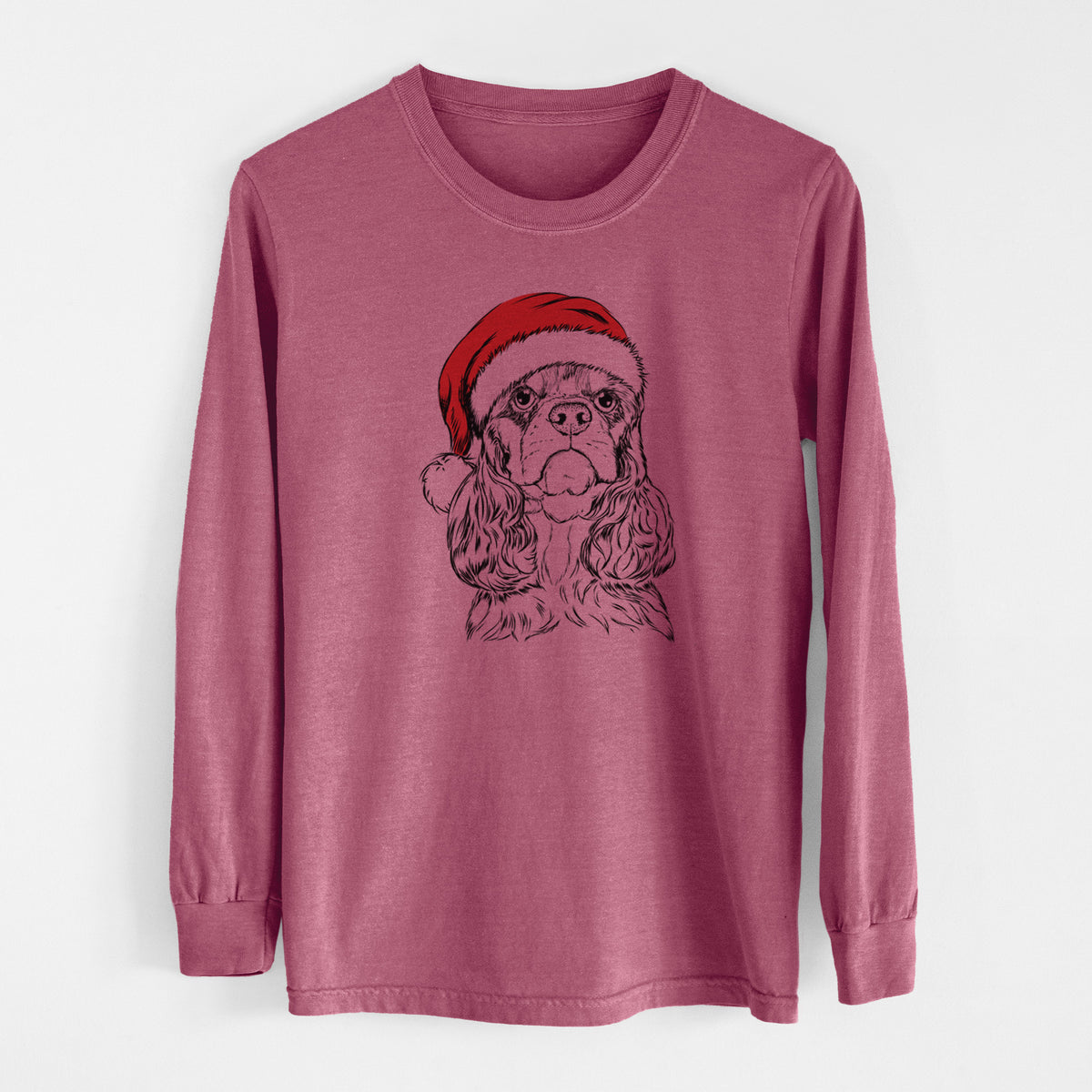 Santa Emma the Cocker Spaniel - Men&#39;s Heavyweight 100% Cotton Long Sleeve