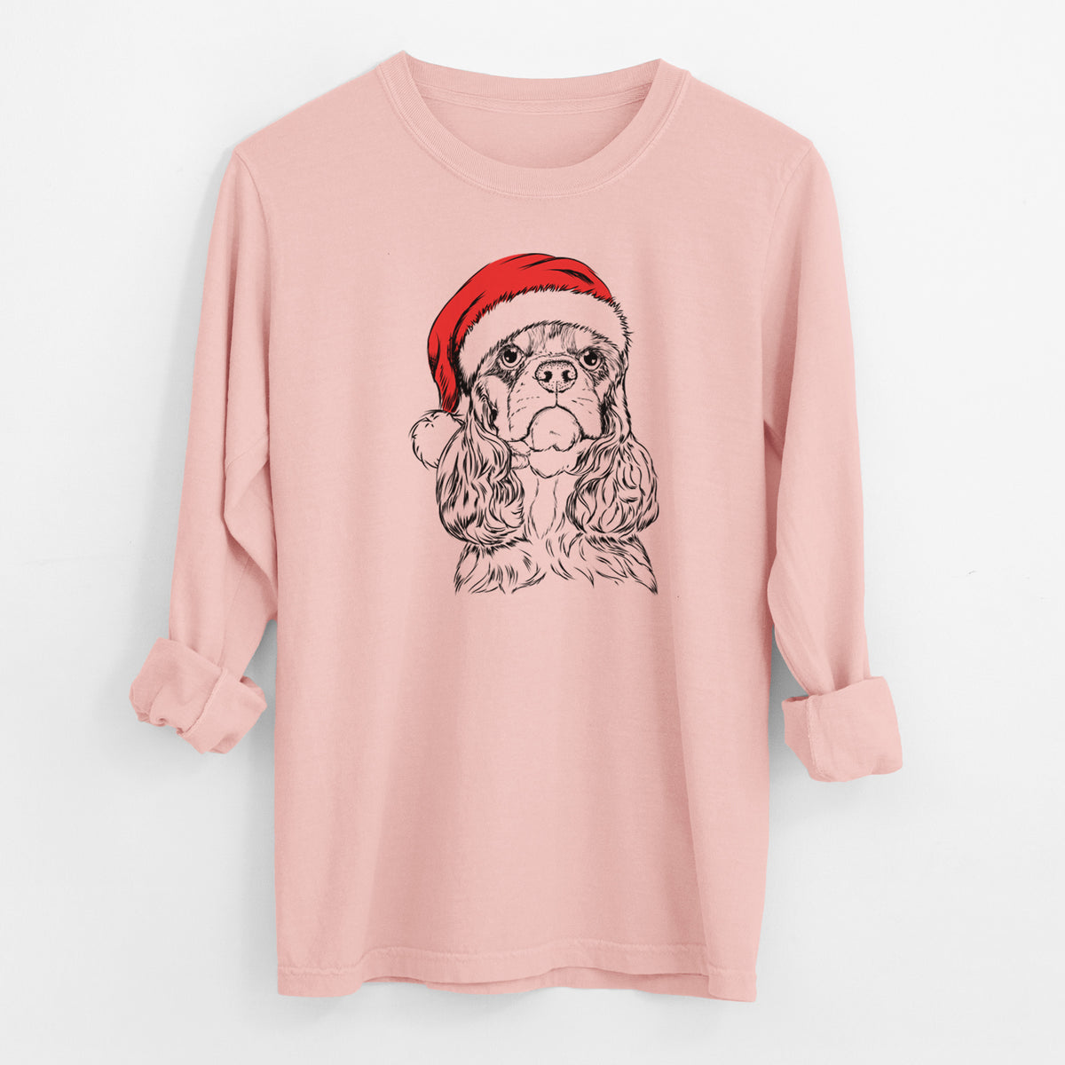 Santa Emma the Cocker Spaniel - Men's Heavyweight 100% Cotton Long Sleeve