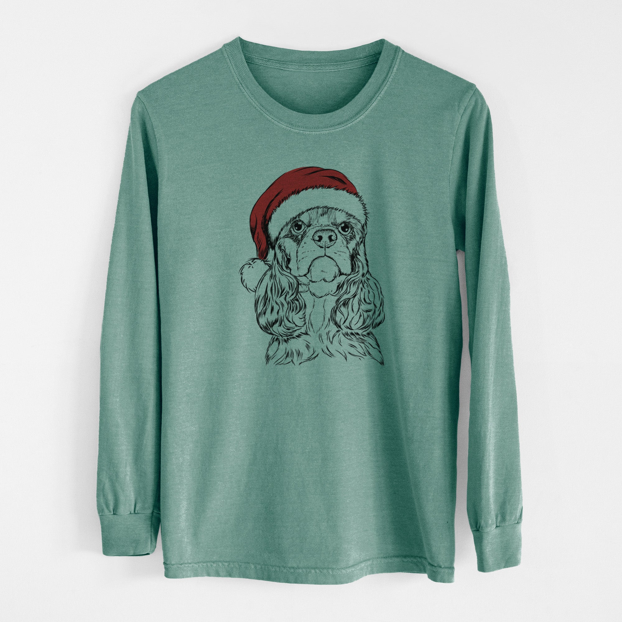 Santa Emma the Cocker Spaniel - Men's Heavyweight 100% Cotton Long Sleeve