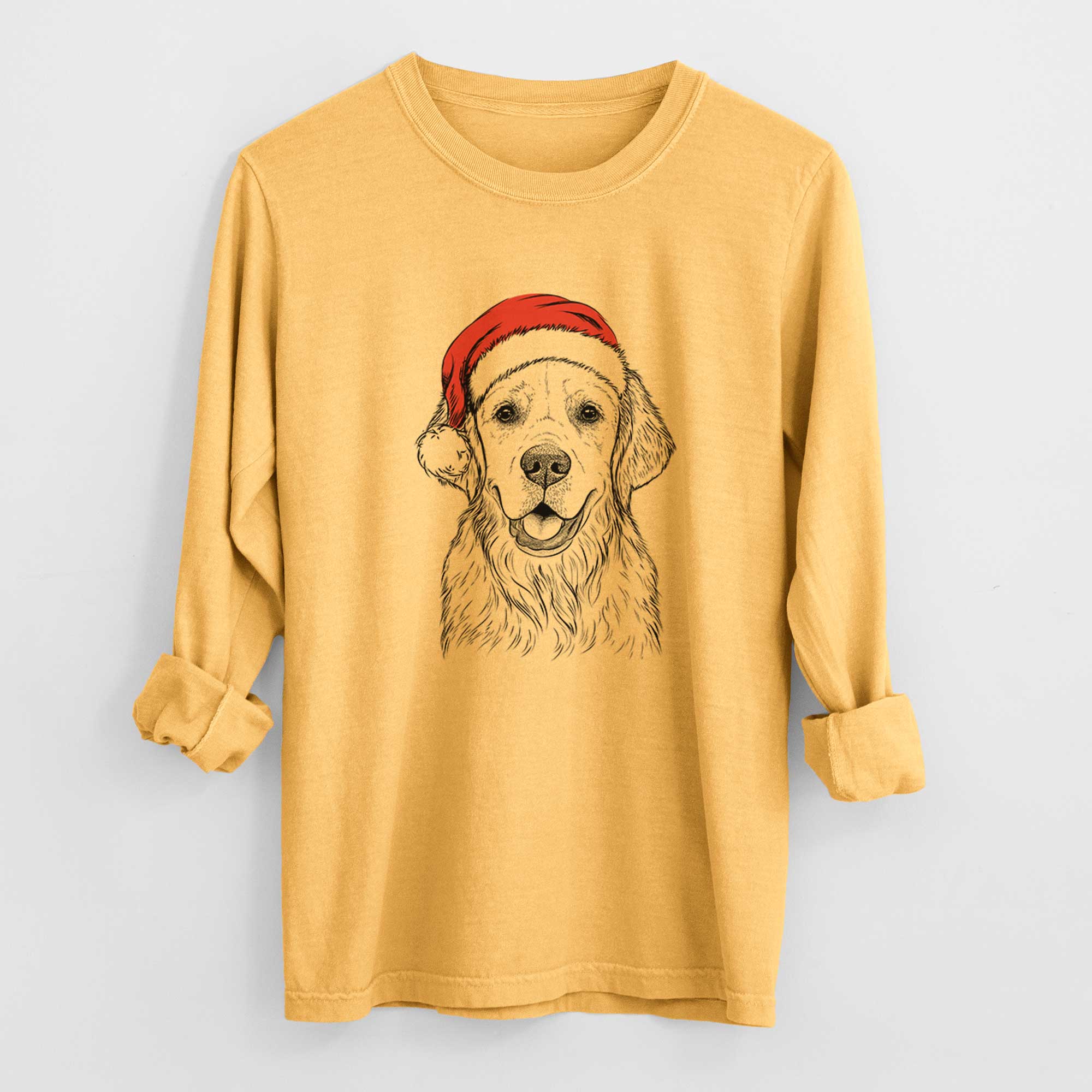 Santa Emma the Golden Retriever - Men's Heavyweight 100% Cotton Long Sleeve