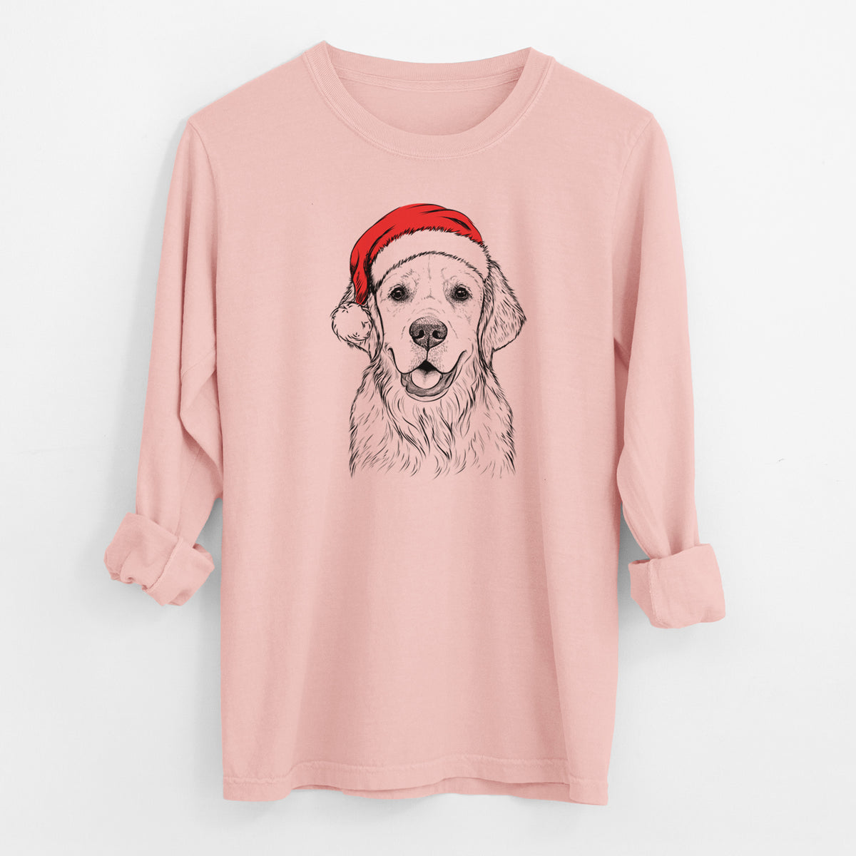 Santa Emma the Golden Retriever - Men's Heavyweight 100% Cotton Long Sleeve