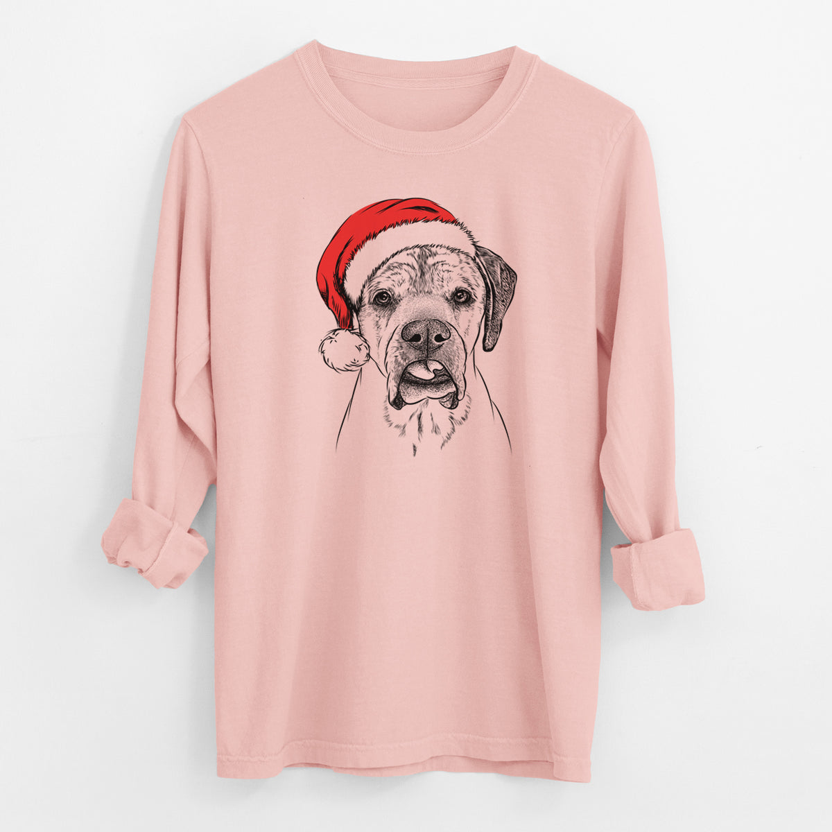 Santa Emma the English Mastiff - Men's Heavyweight 100% Cotton Long Sleeve