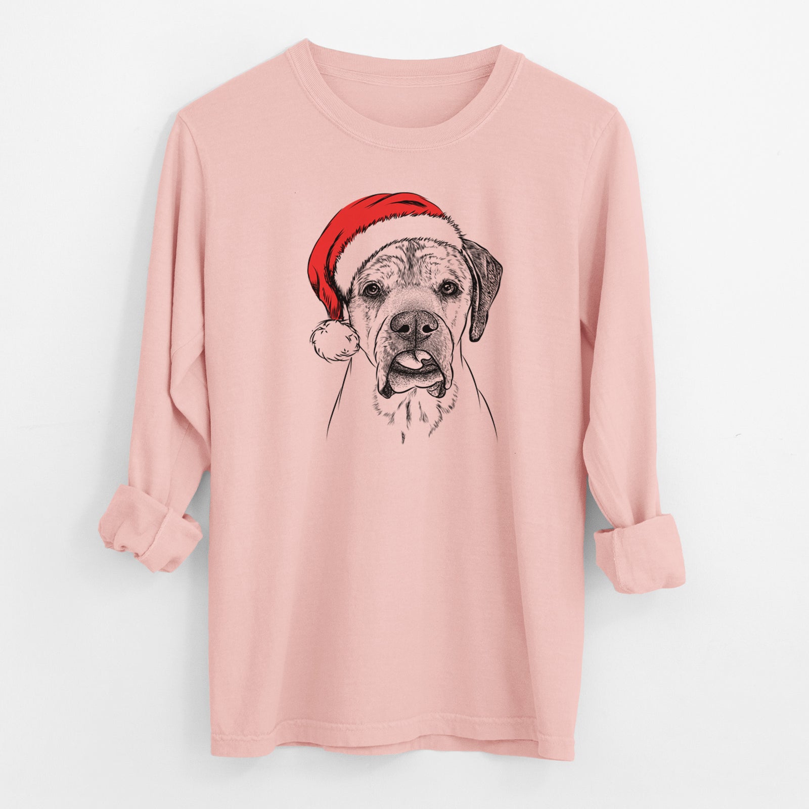 Santa Emma the English Mastiff - Men's Heavyweight 100% Cotton Long Sleeve