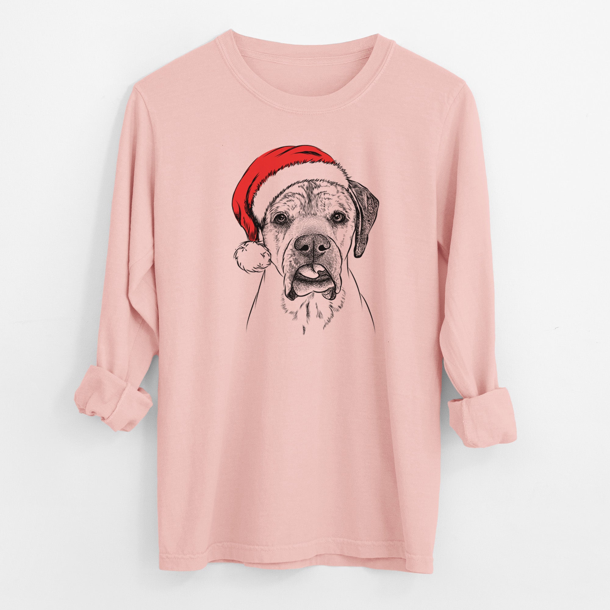 Santa Emma the English Mastiff - Men's Heavyweight 100% Cotton Long Sleeve