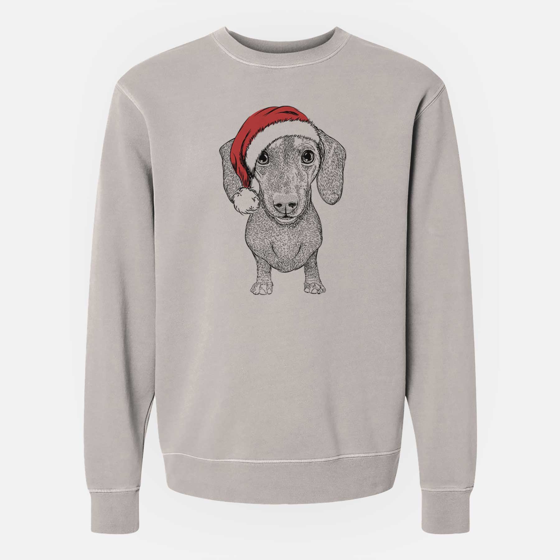 Santa Ernie the Mini Dachshund - Unisex Pigment Dyed Crew Sweatshirt