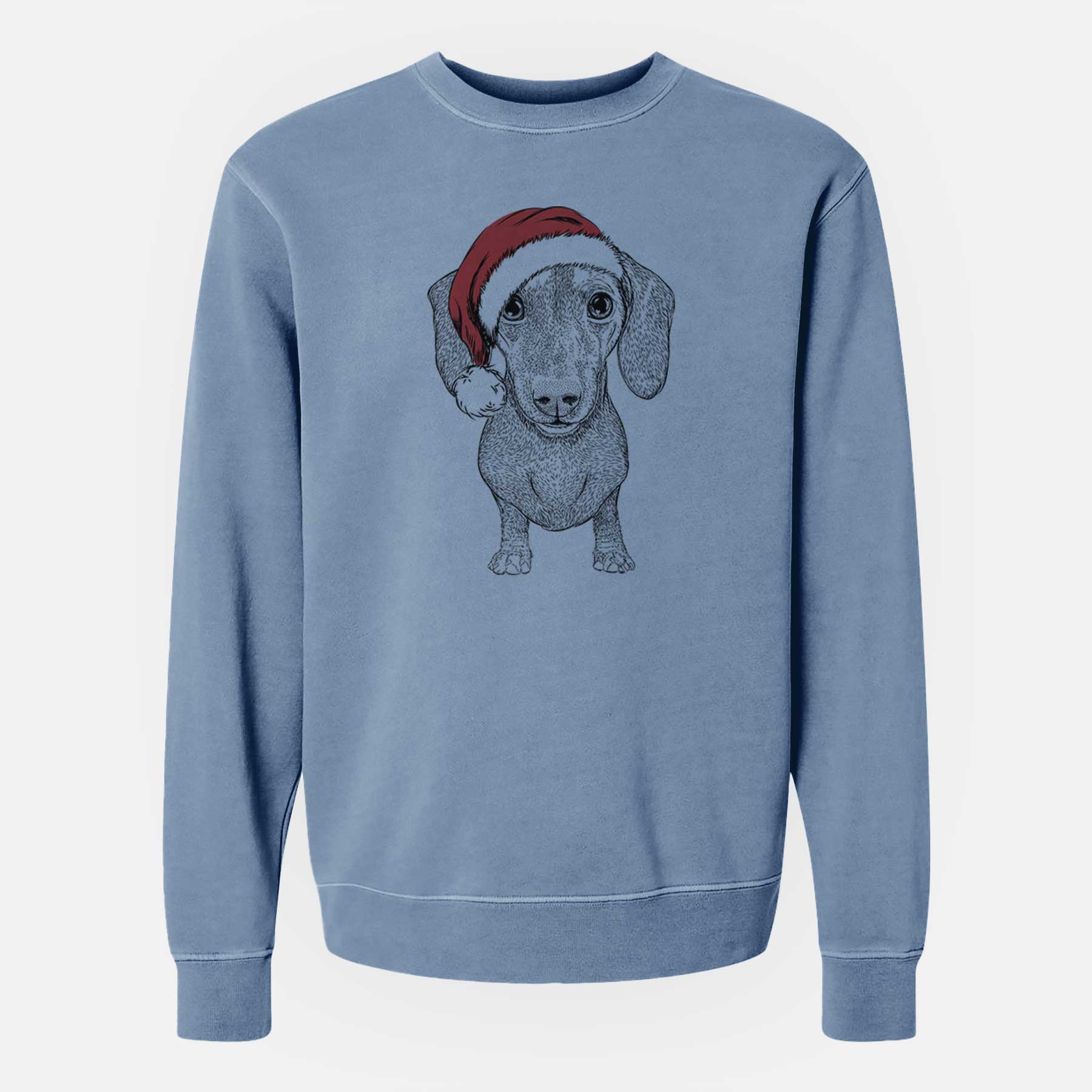 Santa Ernie the Mini Dachshund - Unisex Pigment Dyed Crew Sweatshirt