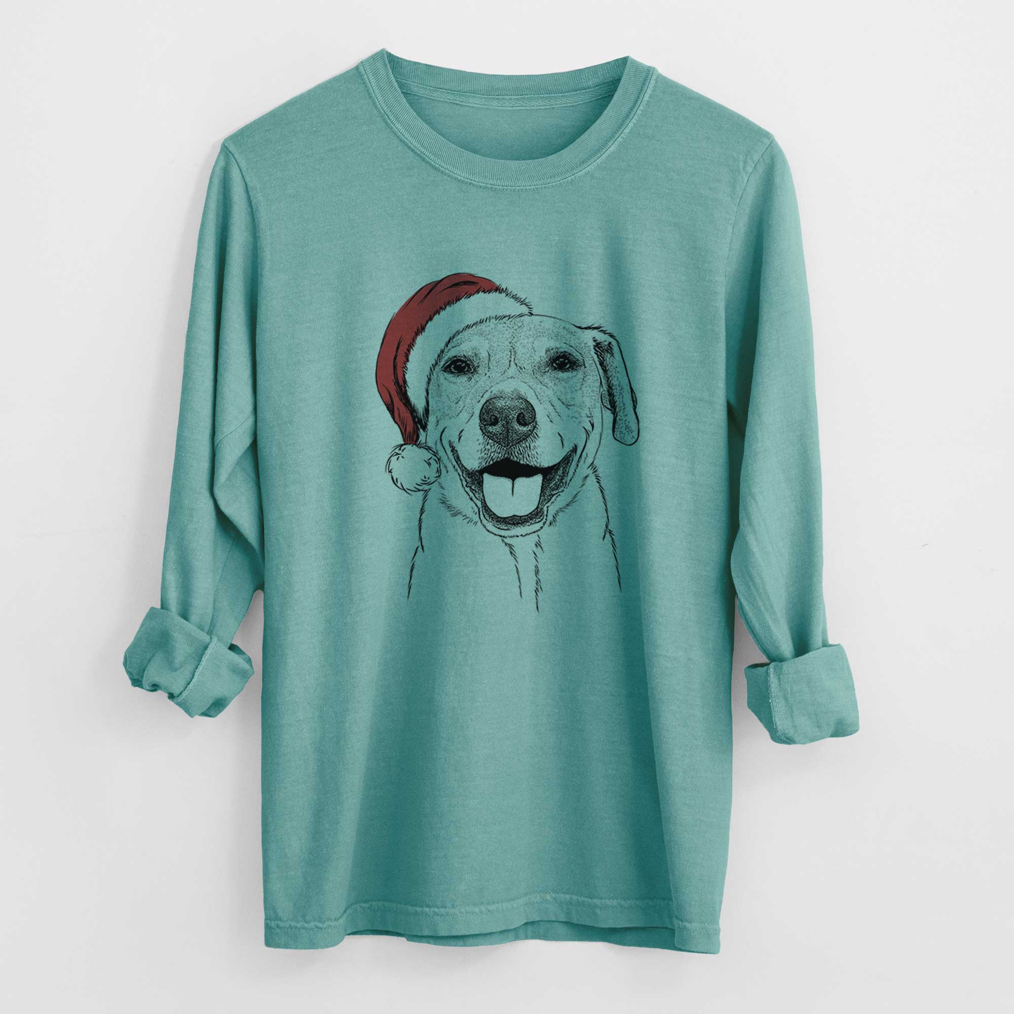 Santa Ernie the Mixed Breed - Men's Heavyweight 100% Cotton Long Sleeve