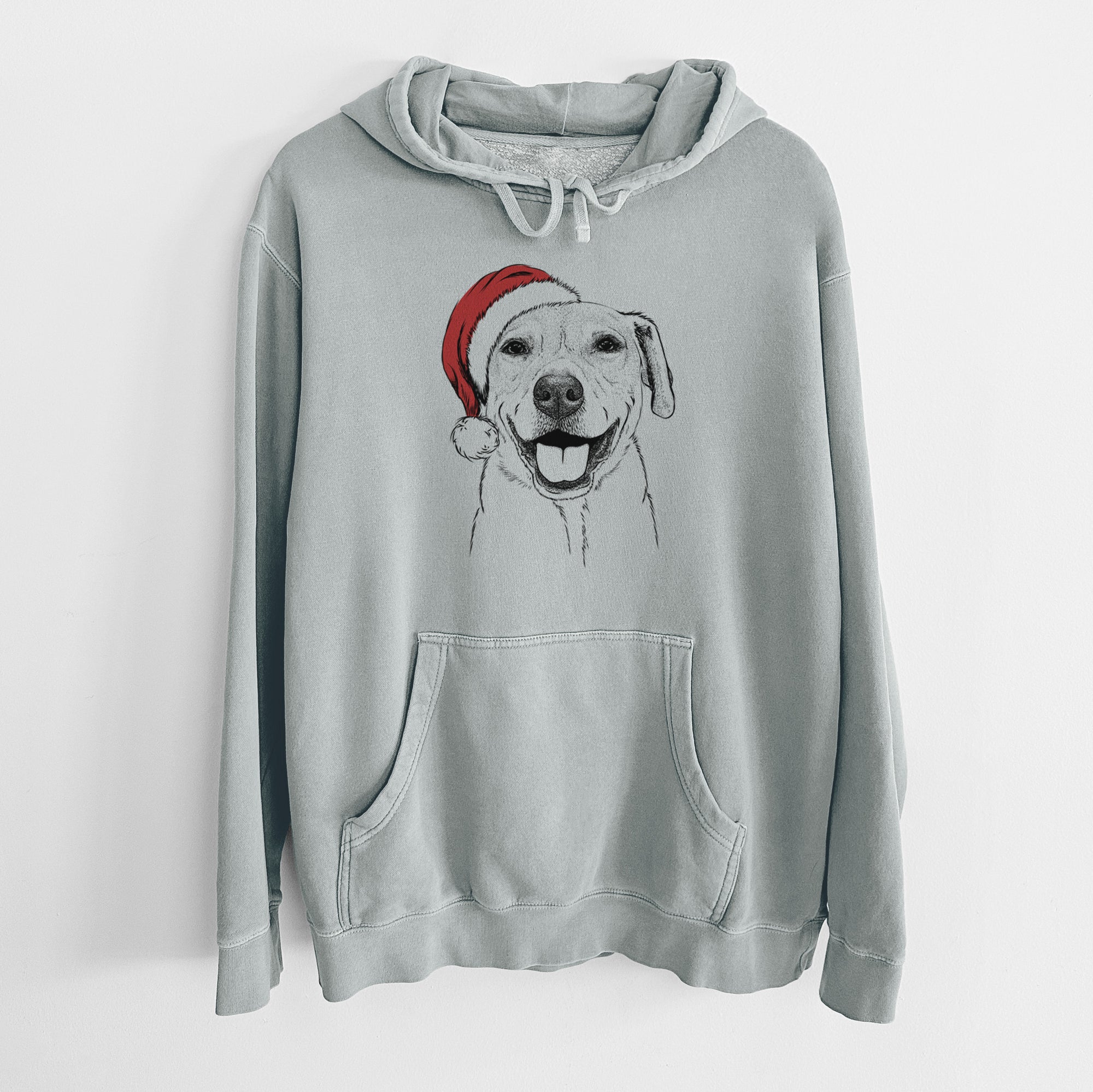 Santa Hat Ernie the Mixed Breed - Unisex Pigment Dyed Hoodie