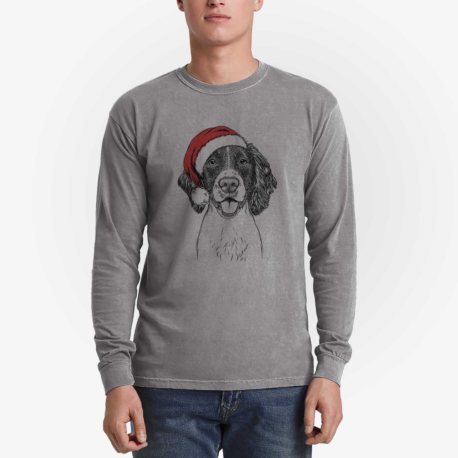 Santa Ever the English Springer Spaniel - Men's Heavyweight 100% Cotton Long Sleeve