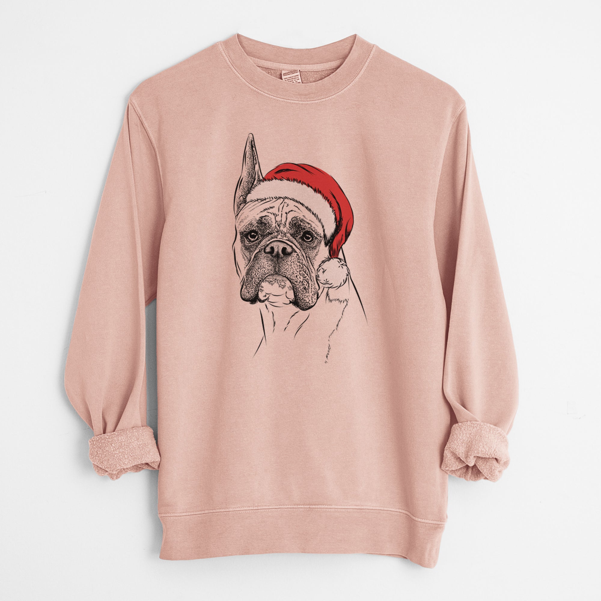 Santa Ezra the Boxer - Unisex Pigment Dyed Crew Sweatshirt