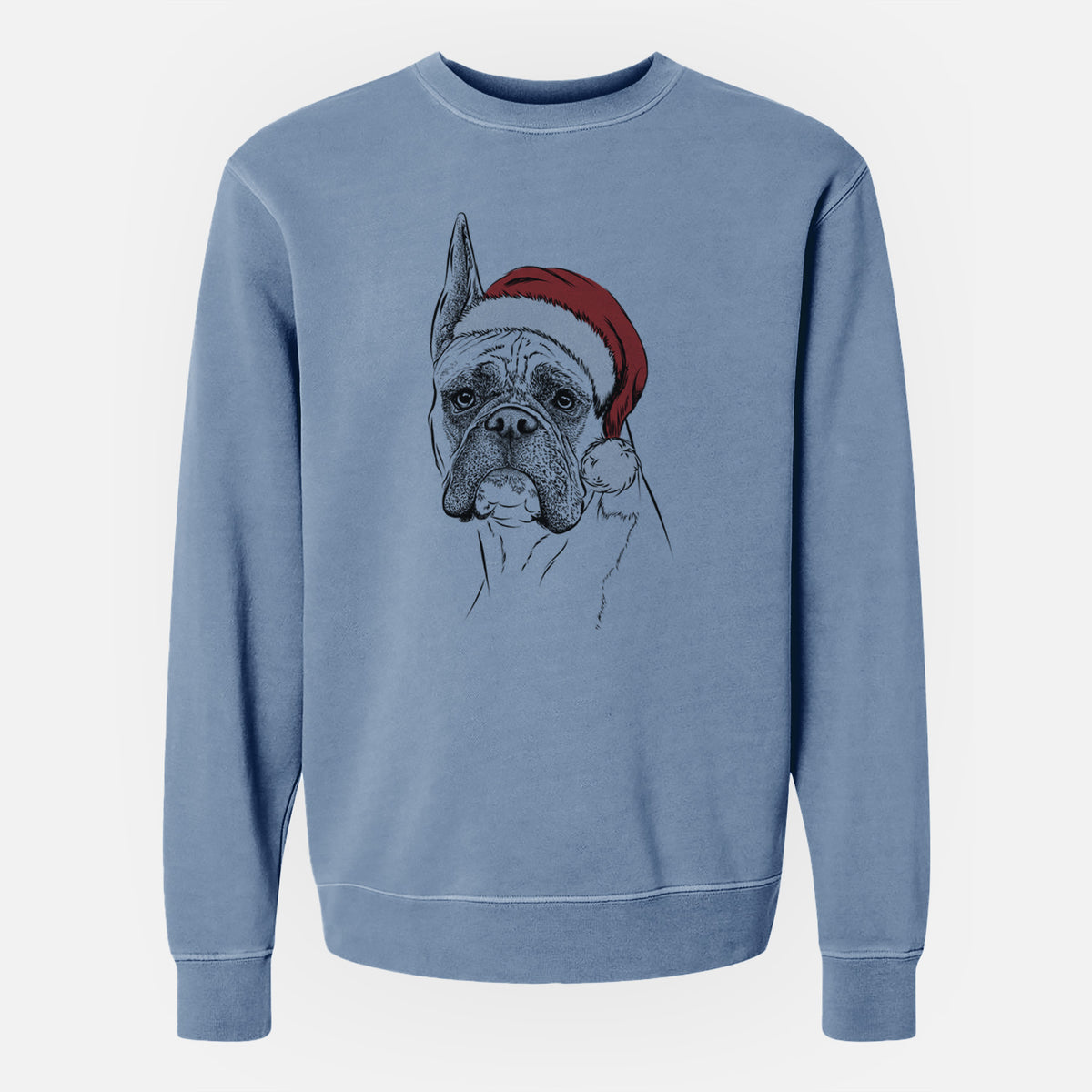 Santa Ezra the Boxer - Unisex Pigment Dyed Crew Sweatshirt