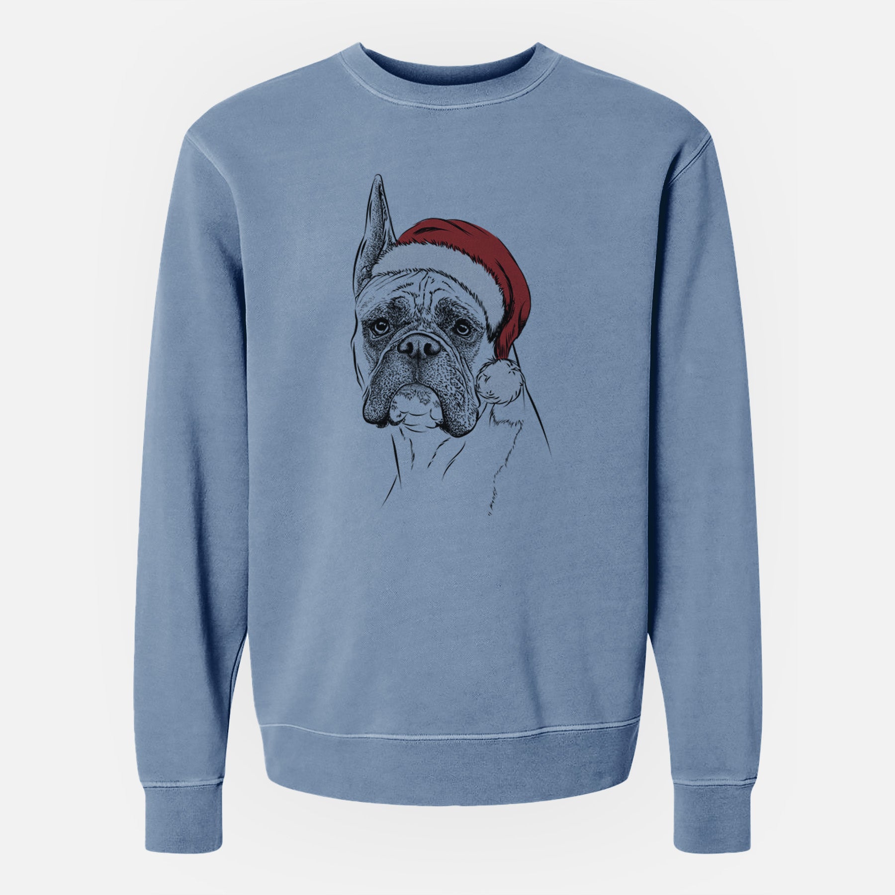 Santa Ezra the Boxer - Unisex Pigment Dyed Crew Sweatshirt