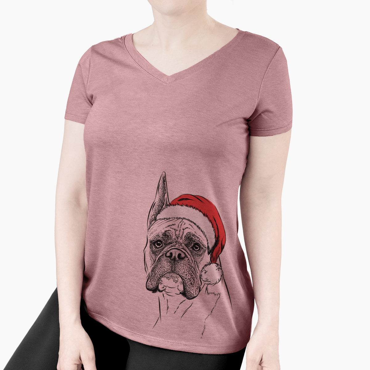Santa Ezra the Boxer - Women's Perfect V-neck Shirt