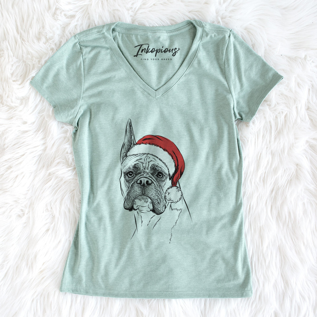 Santa Ezra the Boxer - Women's Perfect V-neck Shirt