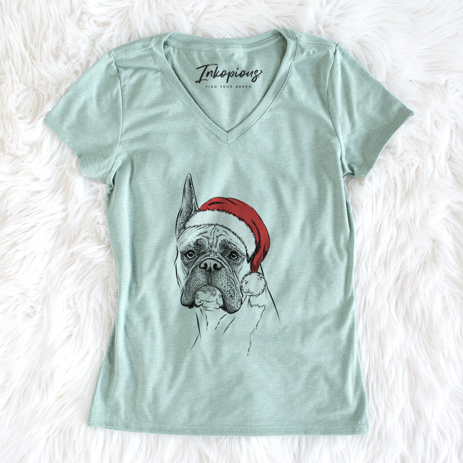 Santa Ezra the Boxer - Women's Perfect V-neck Shirt