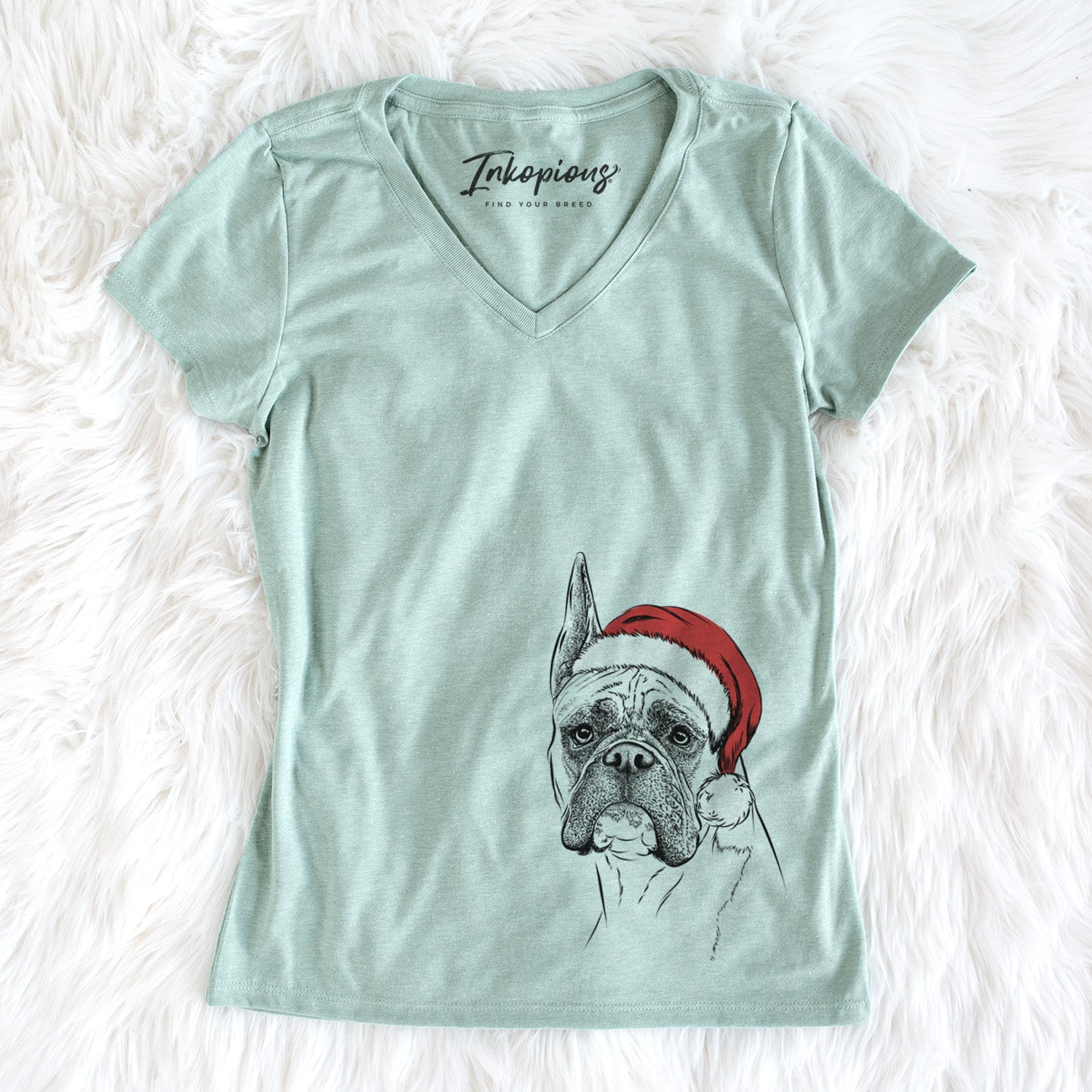 Santa Ezra the Boxer - Women's Perfect V-neck Shirt