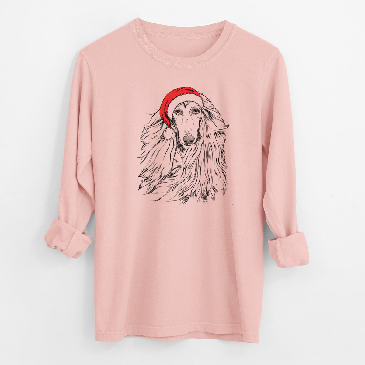 Santa Fabio the Afghan Hound - Men's Heavyweight 100% Cotton Long Sleeve