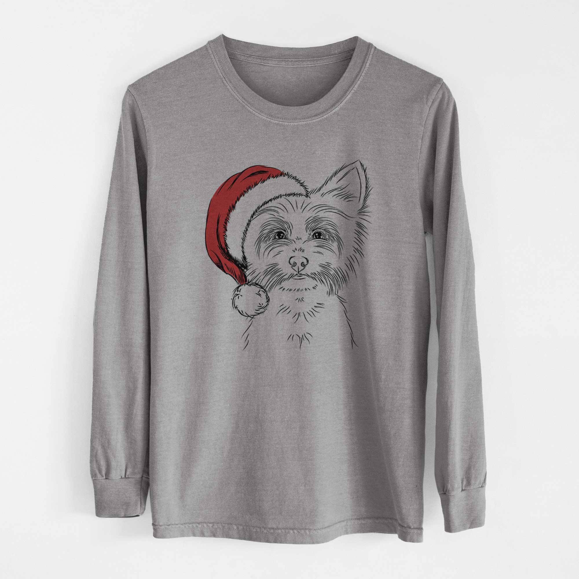 Santa Farva the Yorkshire Terrier - Men's Heavyweight 100% Cotton Long Sleeve