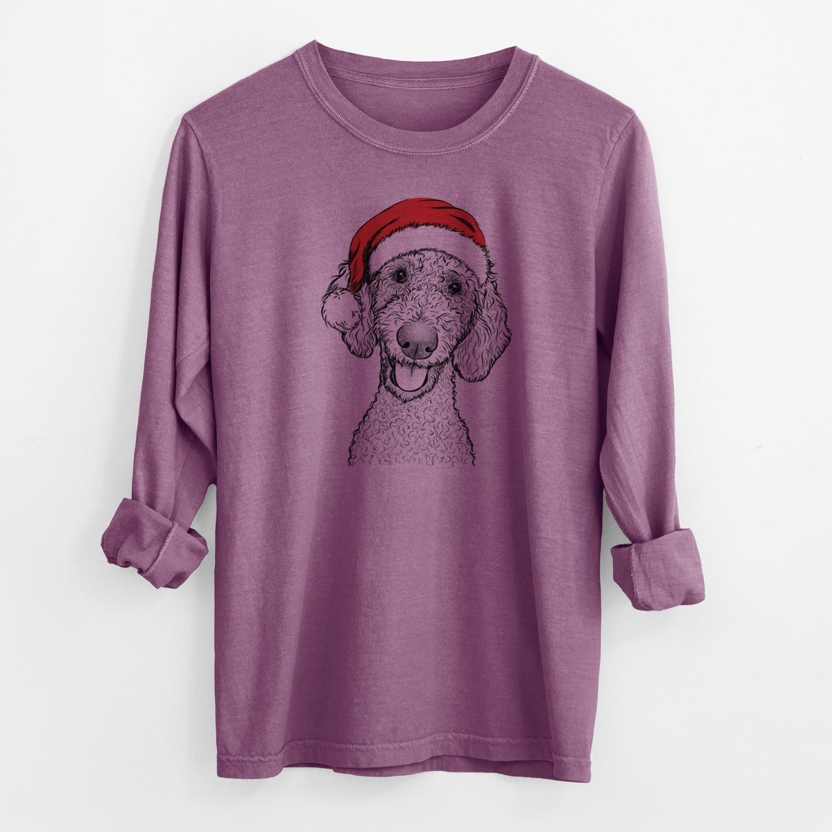 Santa Fenway the Goldendoodle - Men's Heavyweight 100% Cotton Long Sleeve