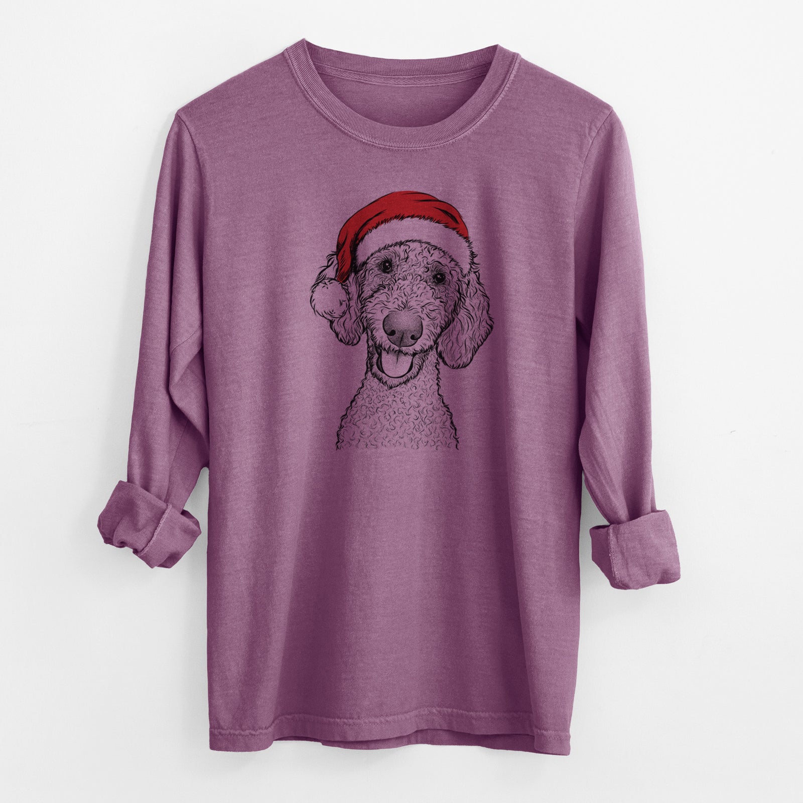 Santa Fenway the Goldendoodle - Men's Heavyweight 100% Cotton Long Sleeve