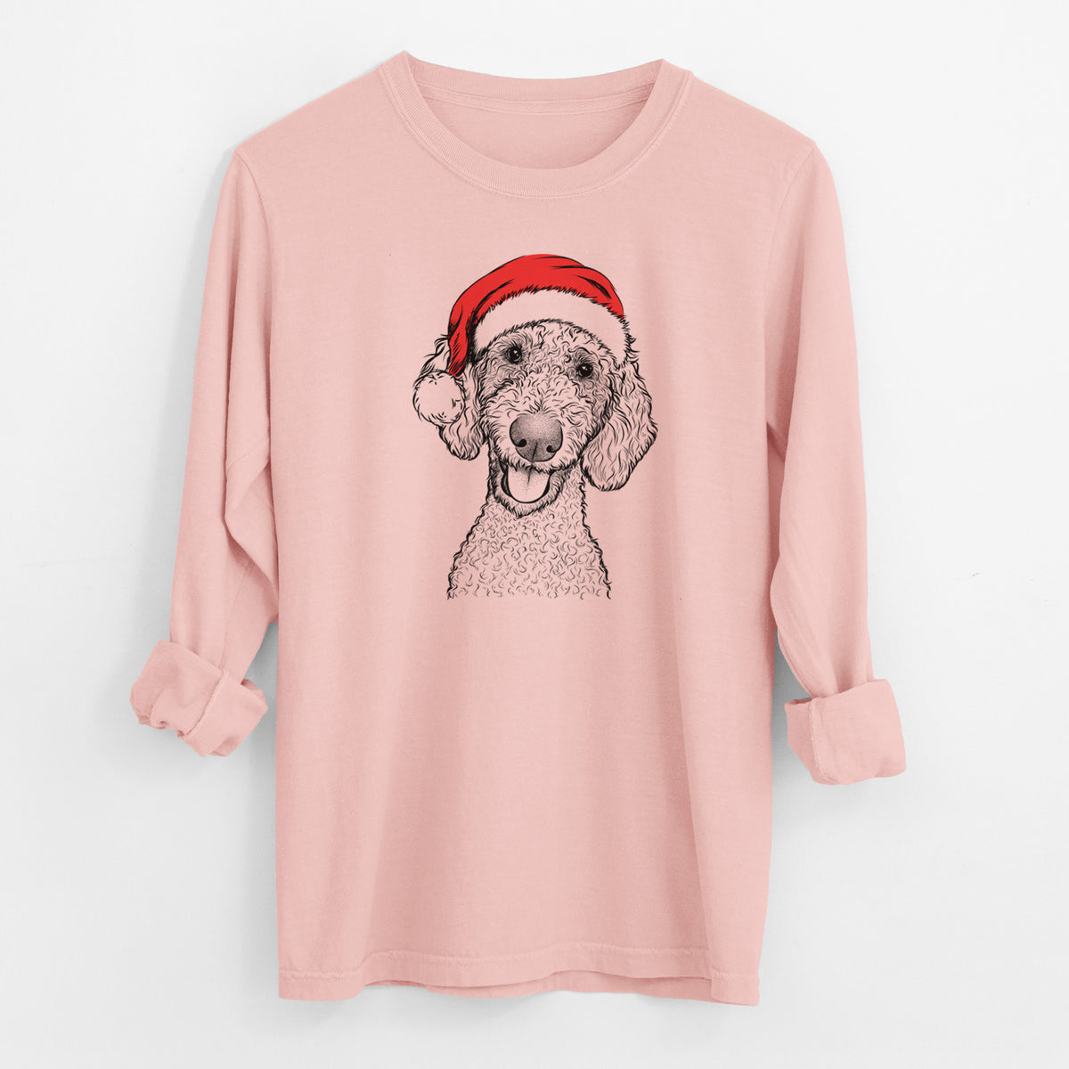 Santa Fenway the Goldendoodle - Men's Heavyweight 100% Cotton Long Sleeve