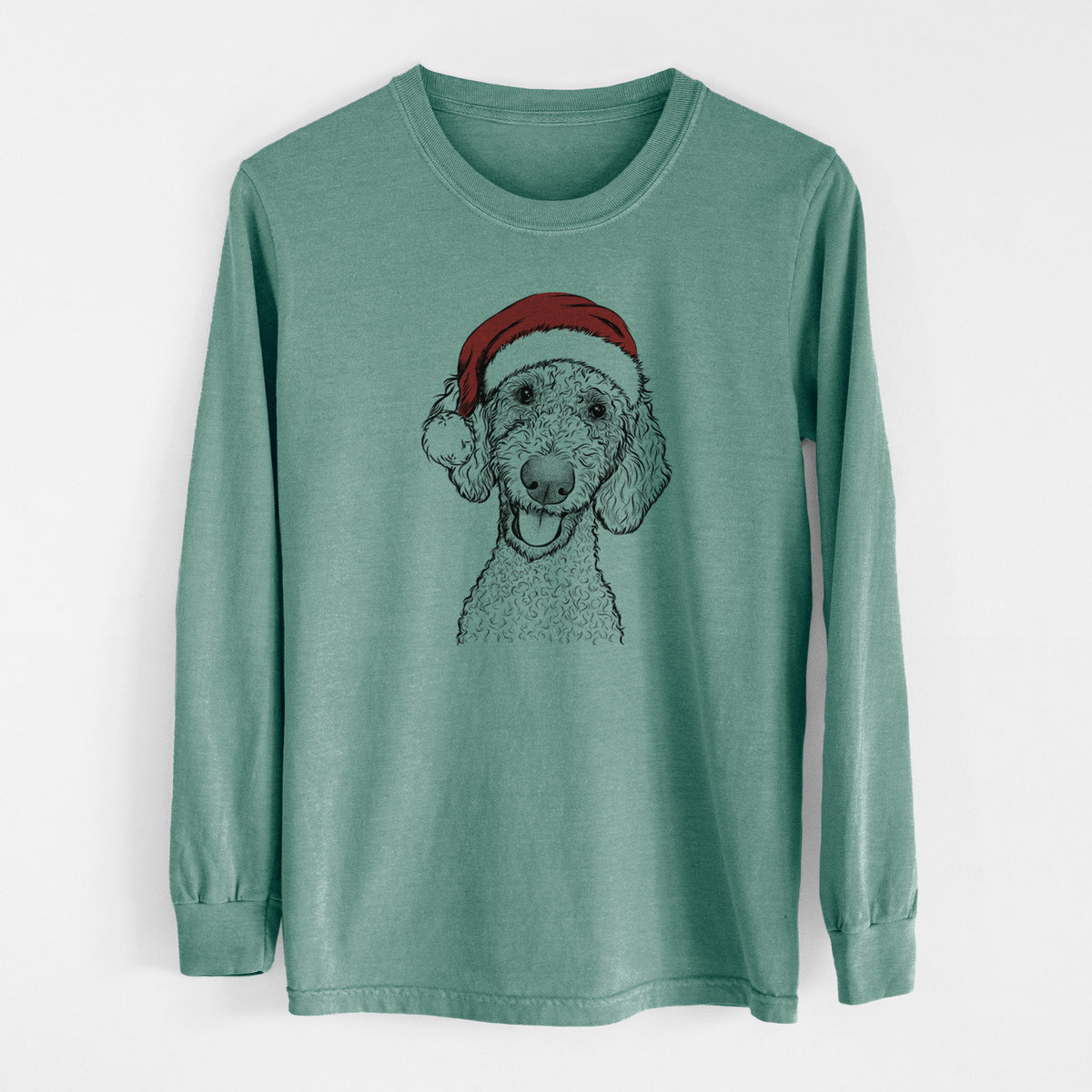 Santa Fenway the Goldendoodle - Men's Heavyweight 100% Cotton Long Sleeve