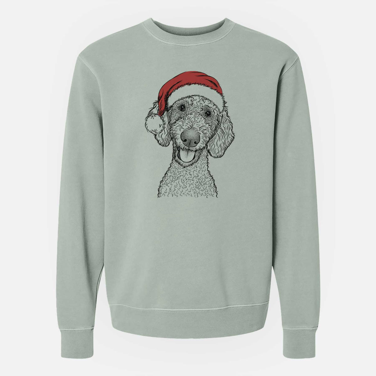 Santa Fenway the Goldendoodle - Unisex Pigment Dyed Crew Sweatshirt