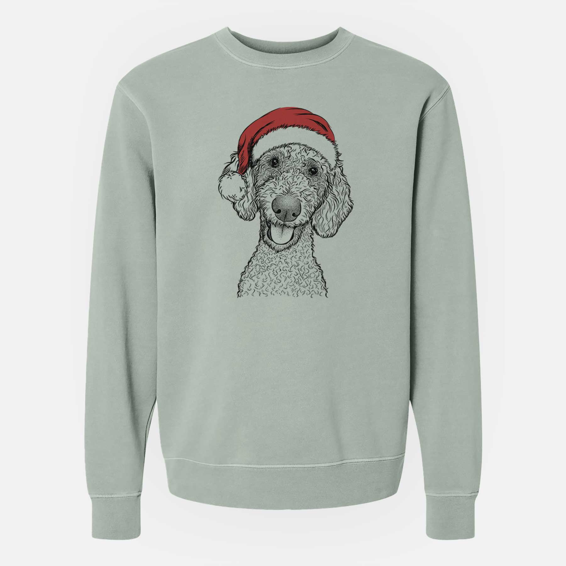 Santa Fenway the Goldendoodle - Unisex Pigment Dyed Crew Sweatshirt