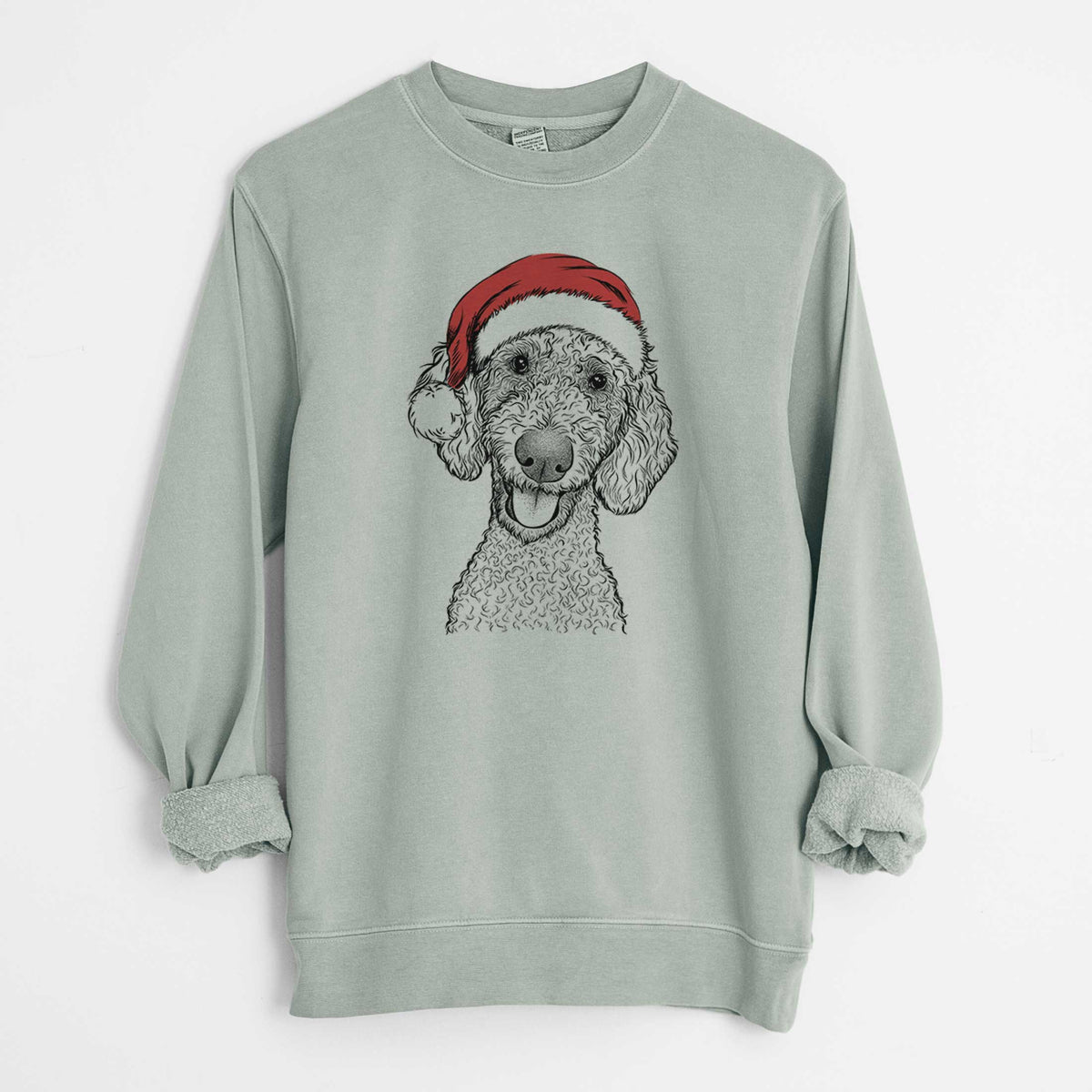 Santa Fenway the Goldendoodle - Unisex Pigment Dyed Crew Sweatshirt