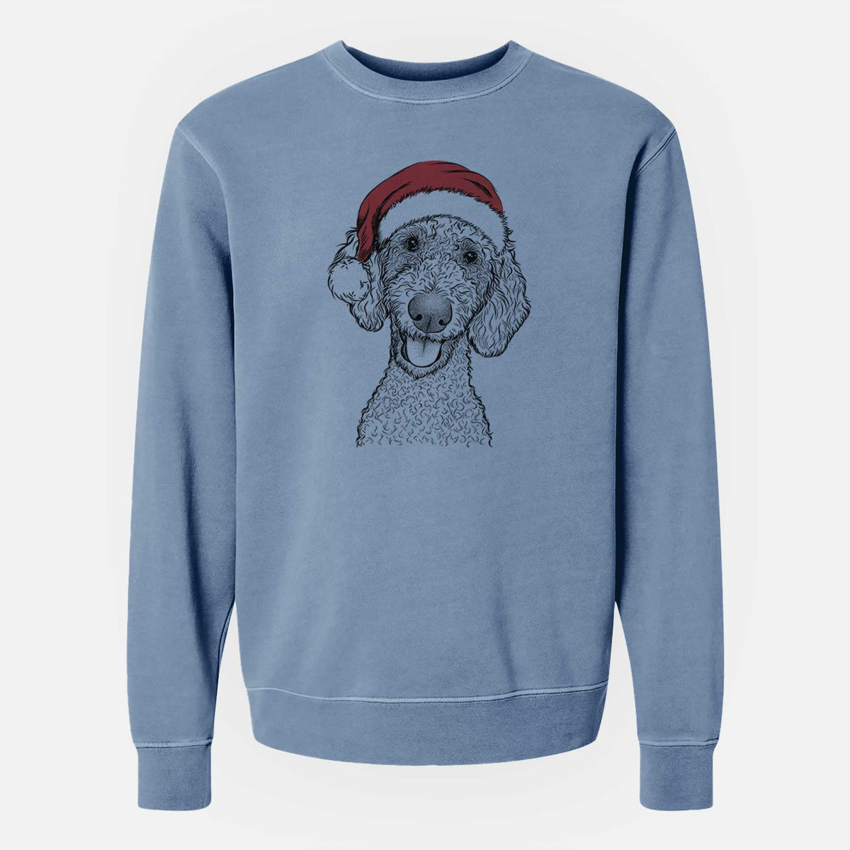 Santa Fenway the Goldendoodle - Unisex Pigment Dyed Crew Sweatshirt