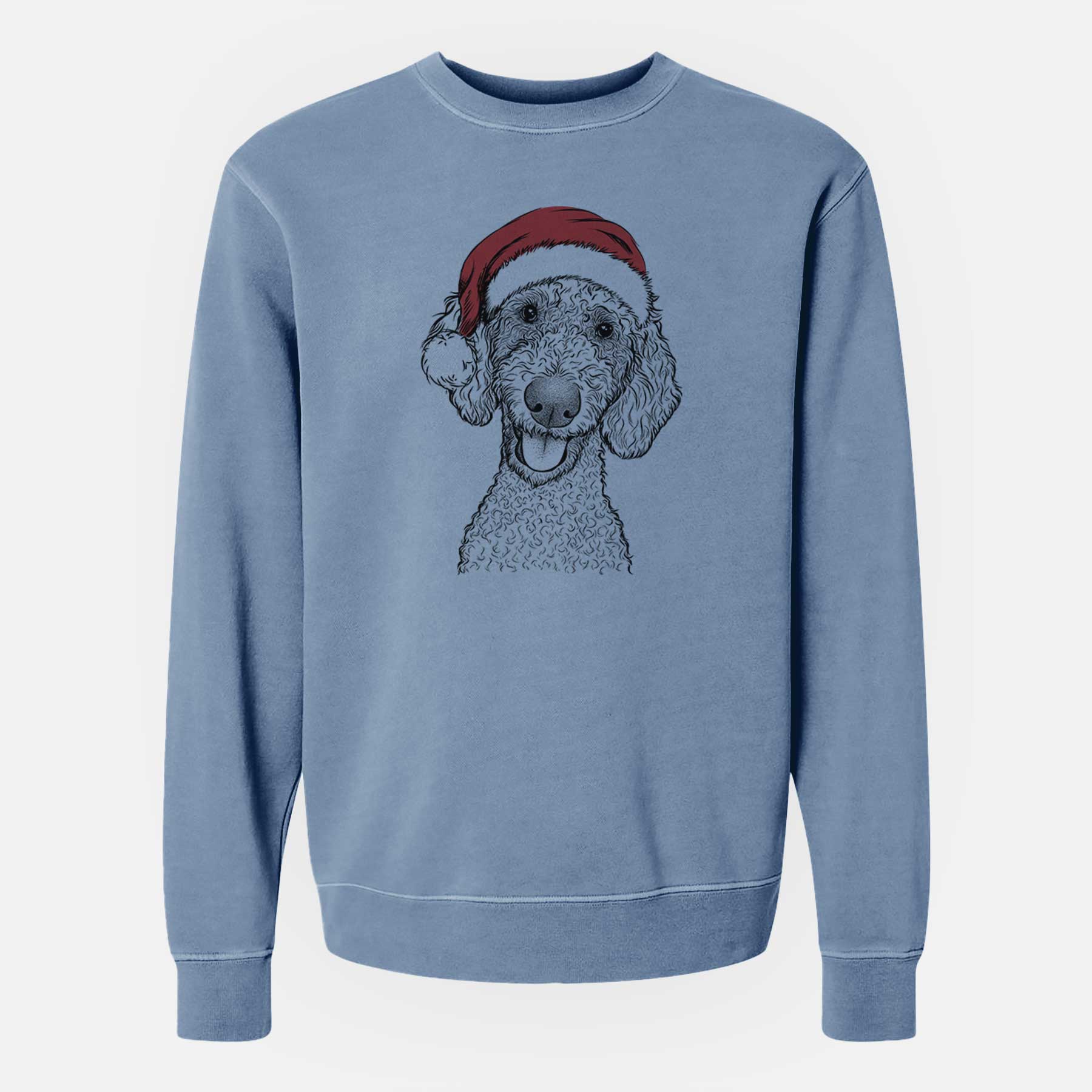 Santa Fenway the Goldendoodle - Unisex Pigment Dyed Crew Sweatshirt