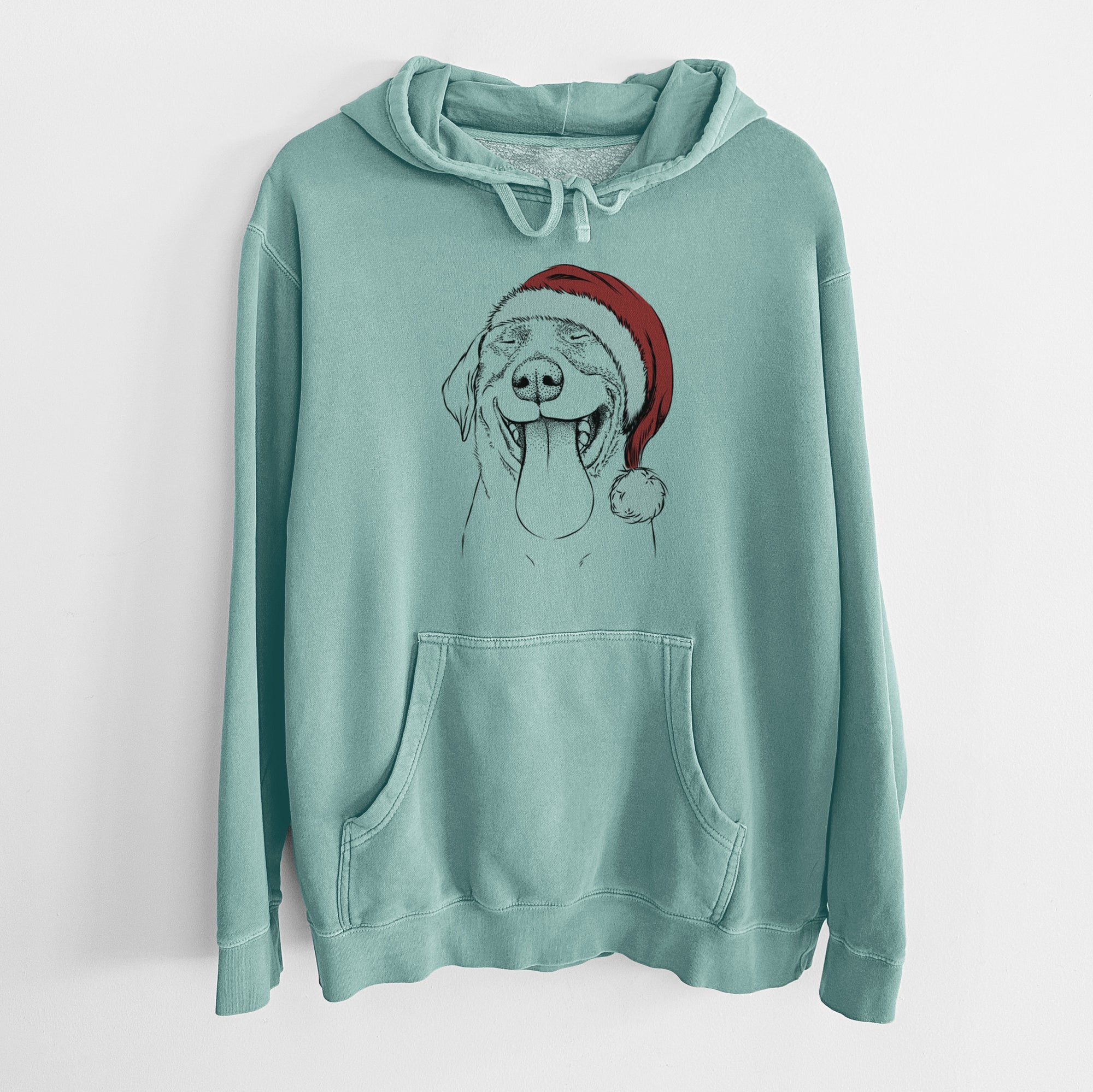 Santa Hat Fig the Labrador Retriever - Unisex Pigment Dyed Hoodie