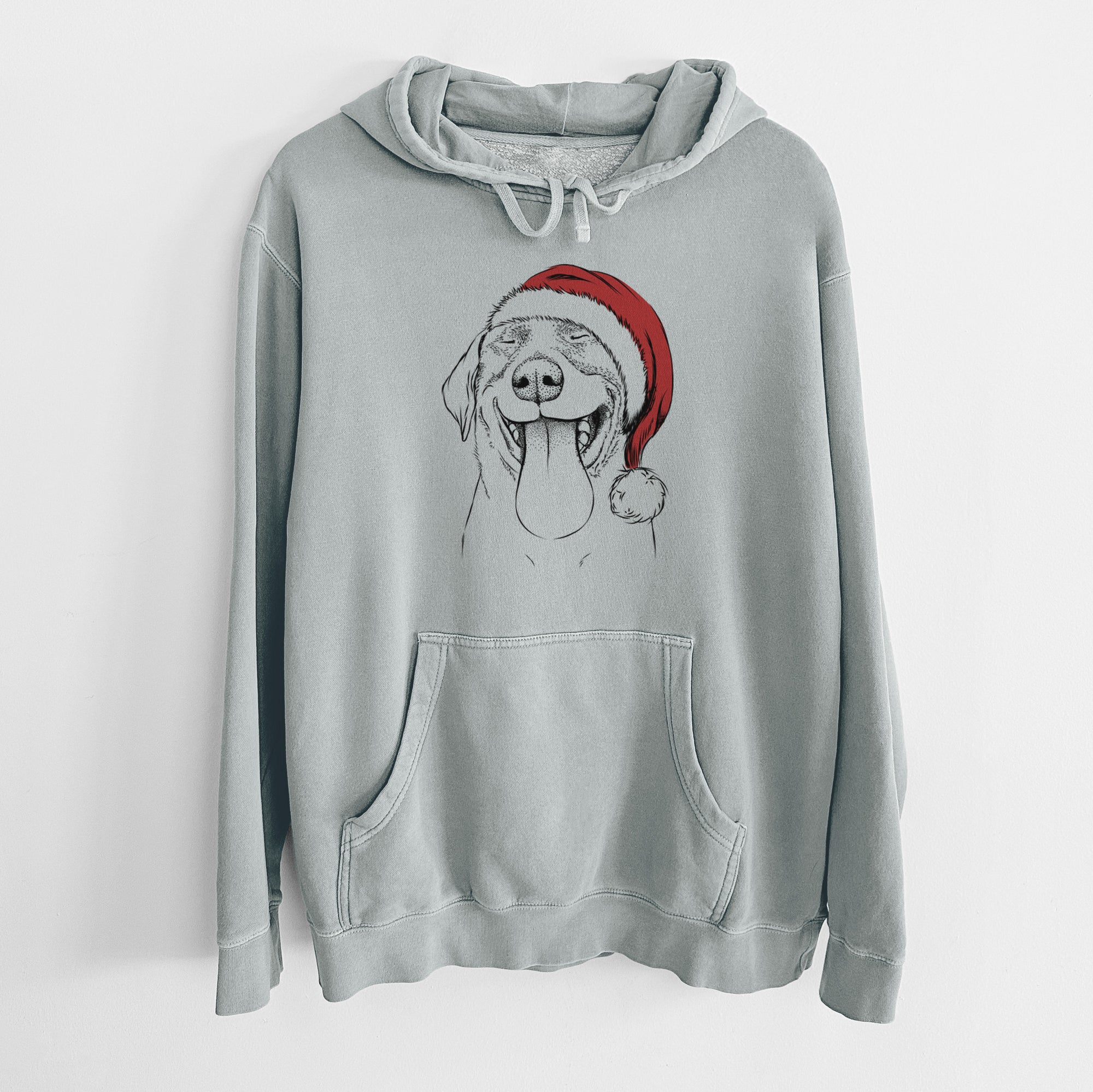 Santa Hat Fig the Labrador Retriever - Unisex Pigment Dyed Hoodie