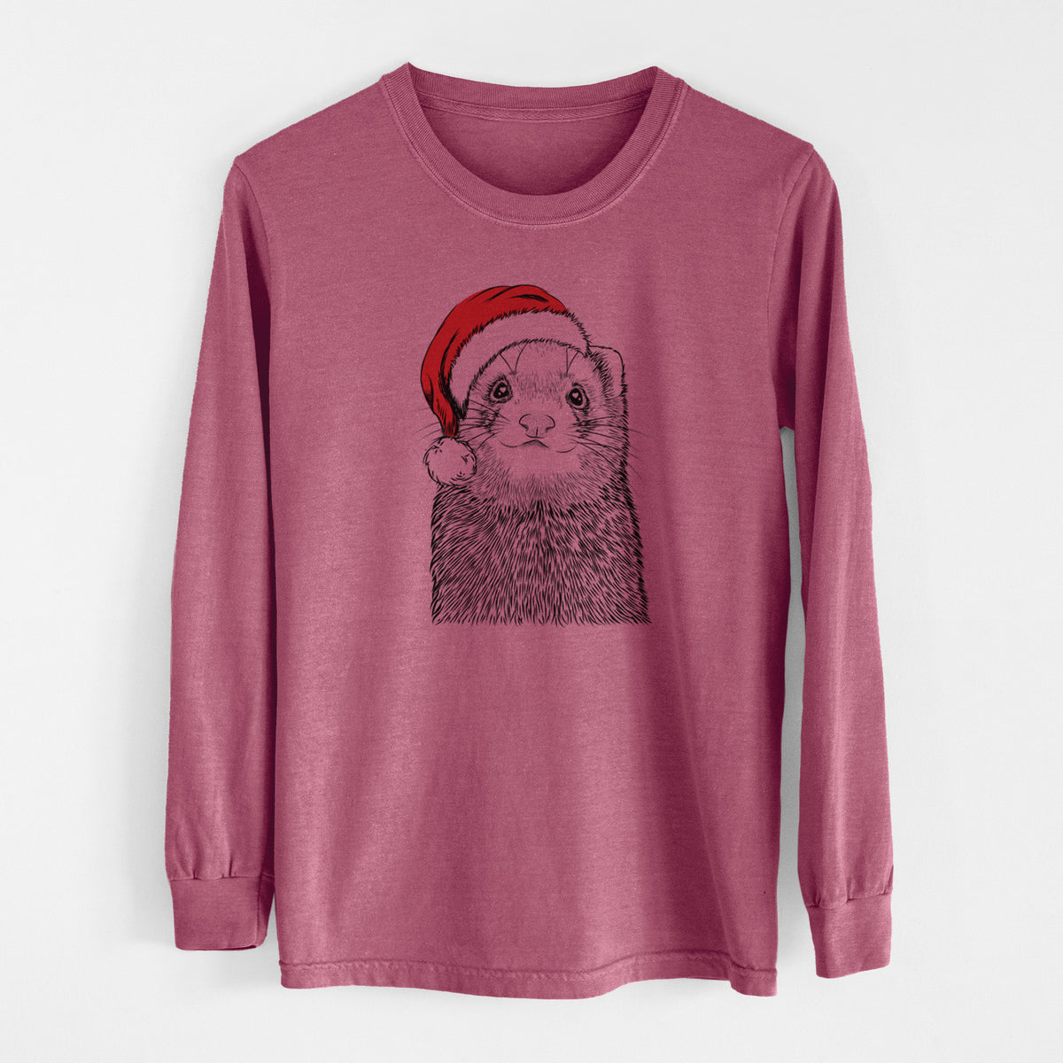 Santa Fig the Ferret - Men&#39;s Heavyweight 100% Cotton Long Sleeve