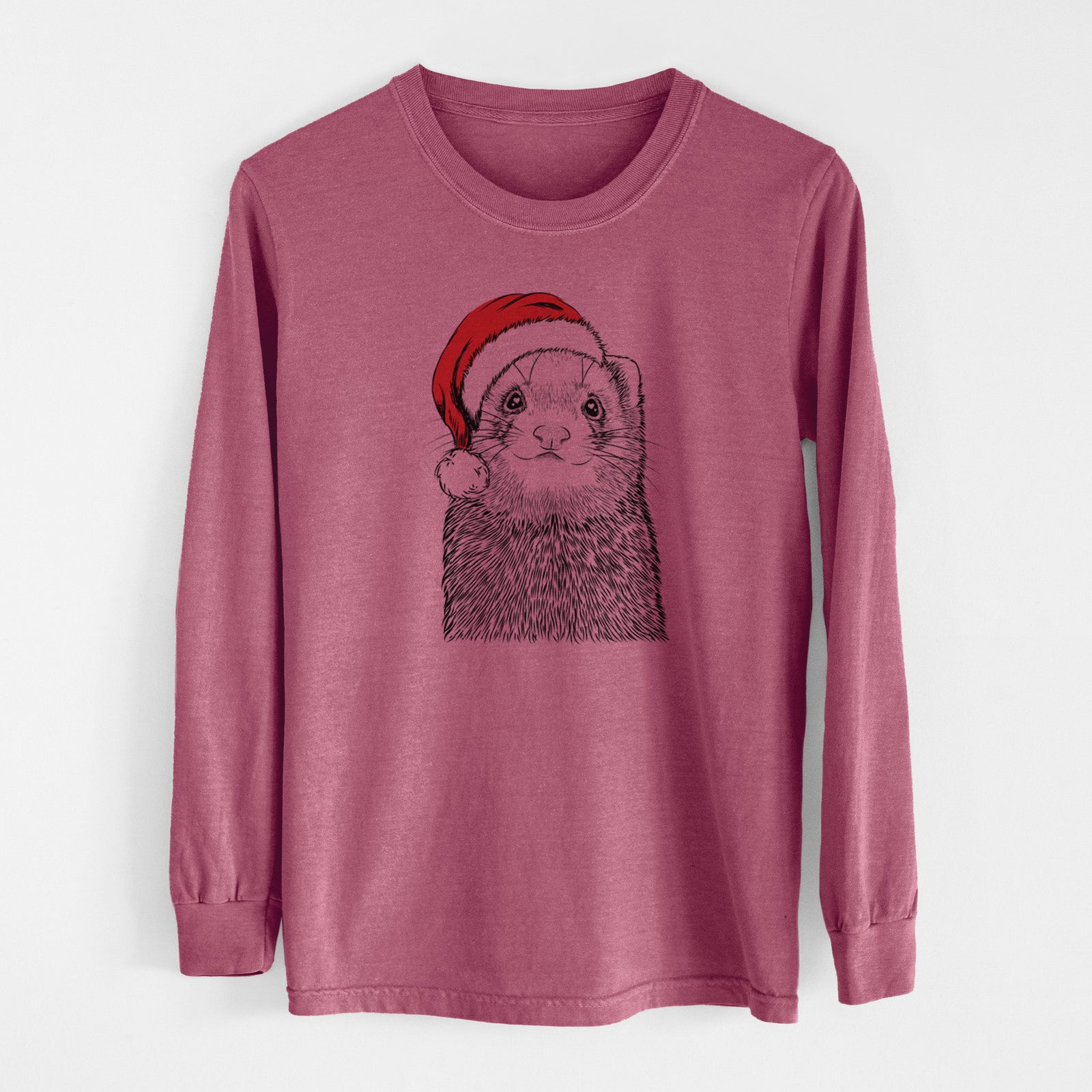 Santa Fig the Ferret - Men's Heavyweight 100% Cotton Long Sleeve