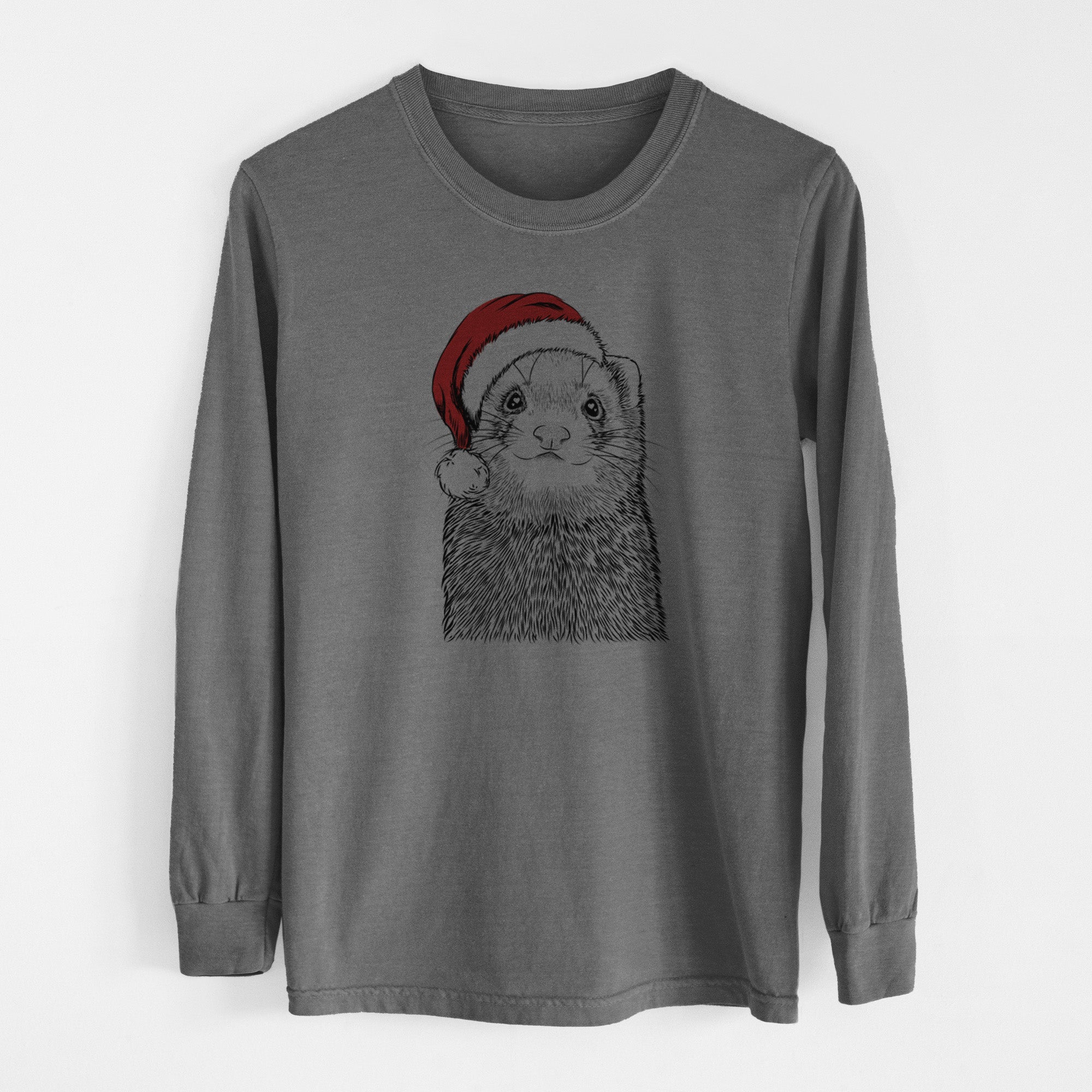 Santa Fig the Ferret - Men's Heavyweight 100% Cotton Long Sleeve