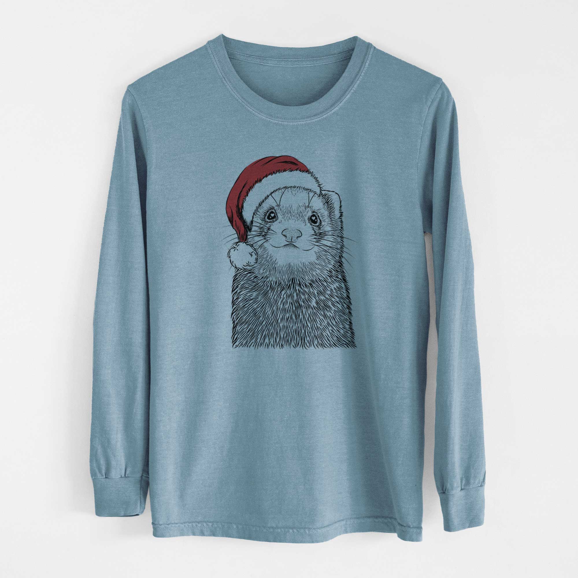 Santa Fig the Ferret - Men's Heavyweight 100% Cotton Long Sleeve