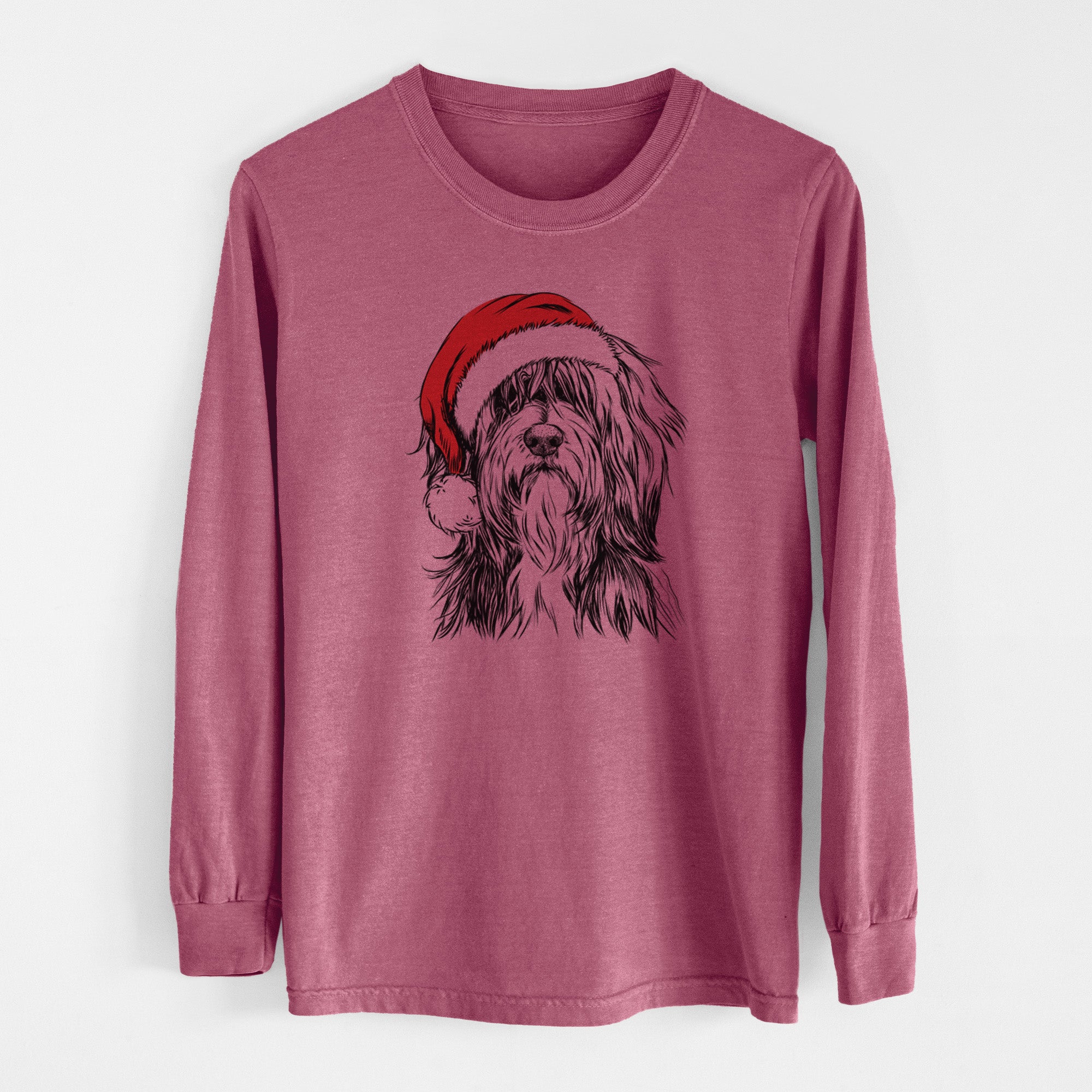 Santa Fiji the Polish Lowland Sheepdog - Men's Heavyweight 100% Cotton Long Sleeve