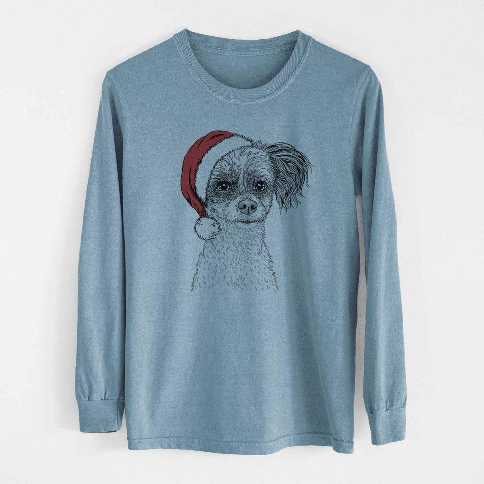 Santa Finley the Papillon Mix - Men's Heavyweight 100% Cotton Long Sleeve