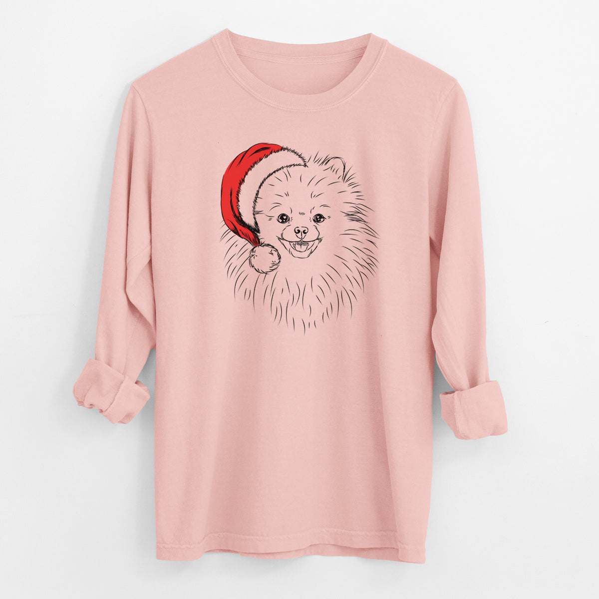 Santa Finn the Pomeranian - Men's Heavyweight 100% Cotton Long Sleeve