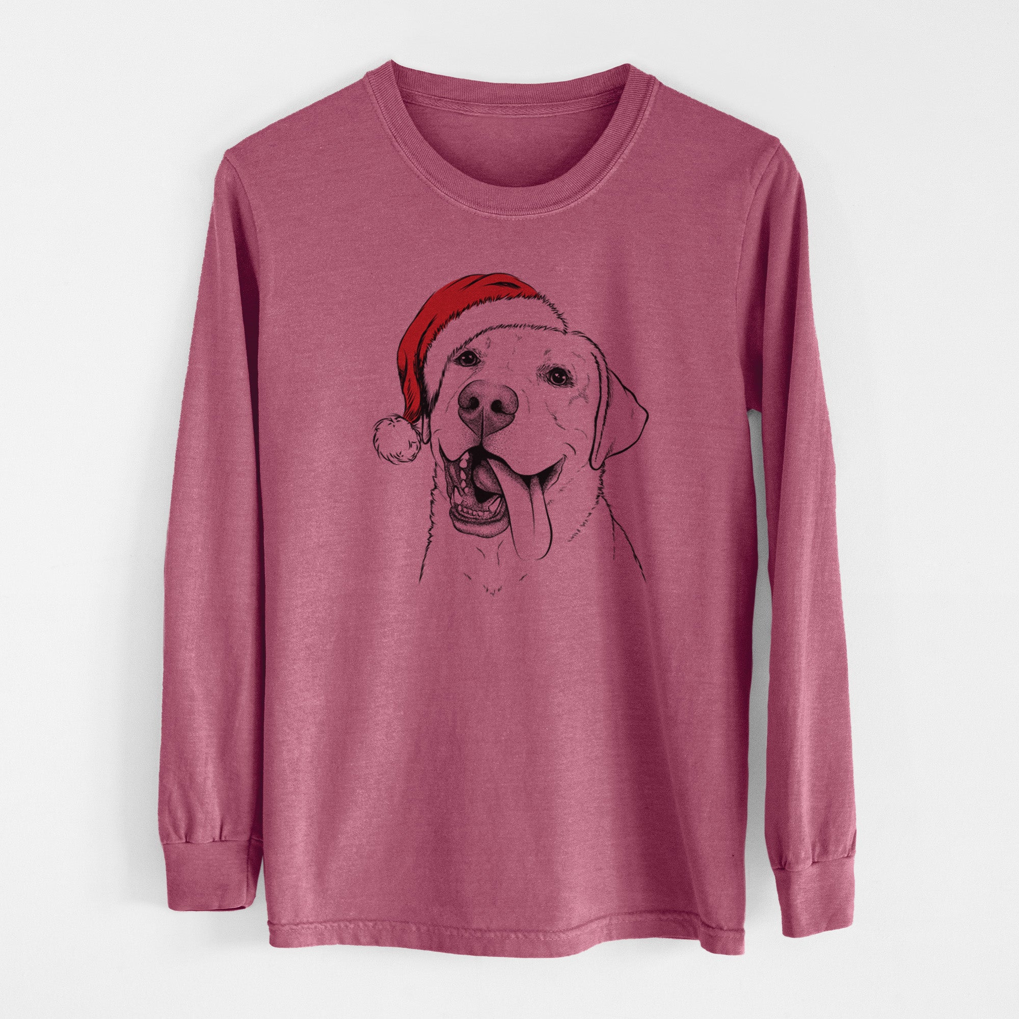 Santa Finn the Labrador Retriever - Men's Heavyweight 100% Cotton Long Sleeve