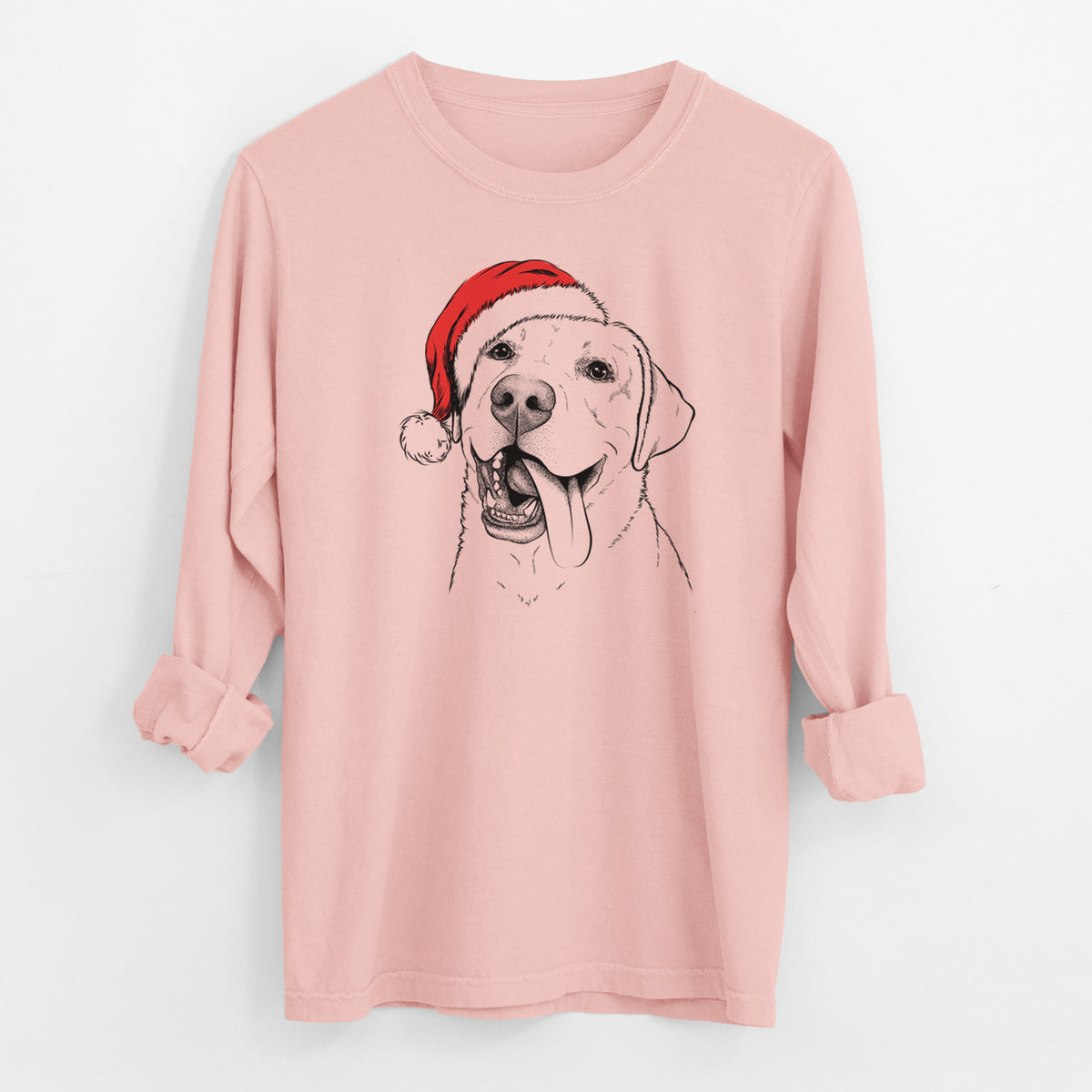 Santa Finn the Labrador Retriever - Men's Heavyweight 100% Cotton Long Sleeve