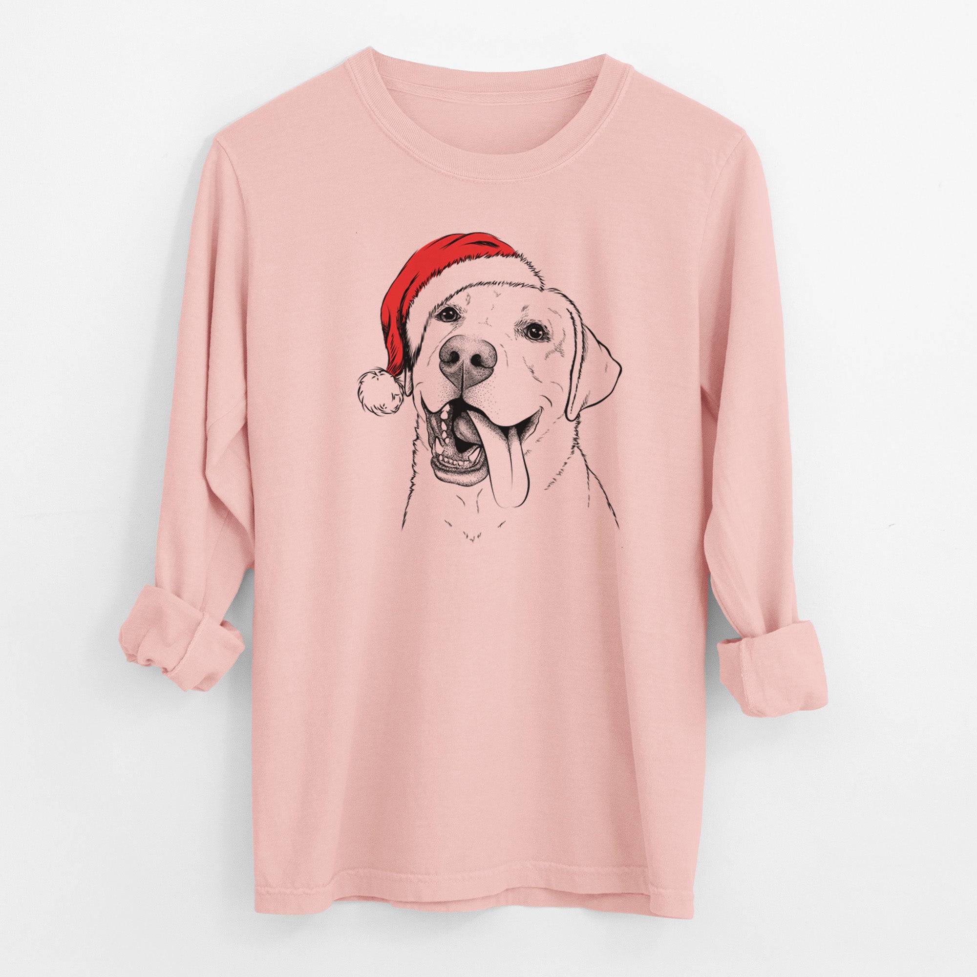 Santa Finn the Labrador Retriever - Men's Heavyweight 100% Cotton Long Sleeve