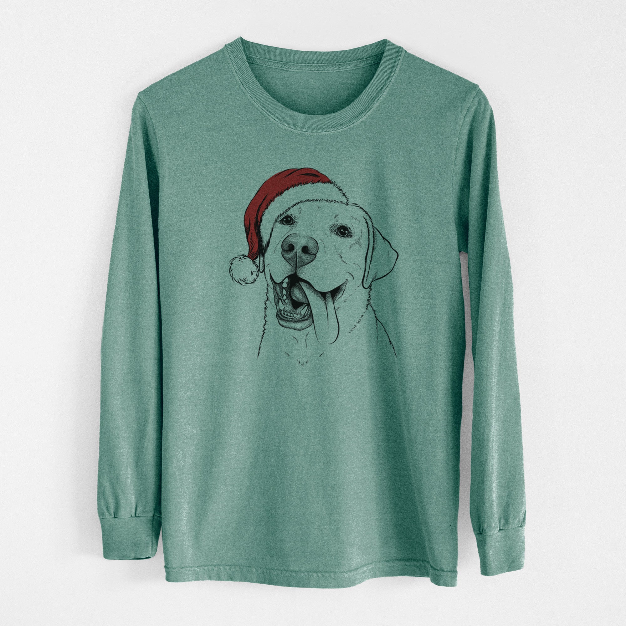 Santa Finn the Labrador Retriever - Men's Heavyweight 100% Cotton Long Sleeve