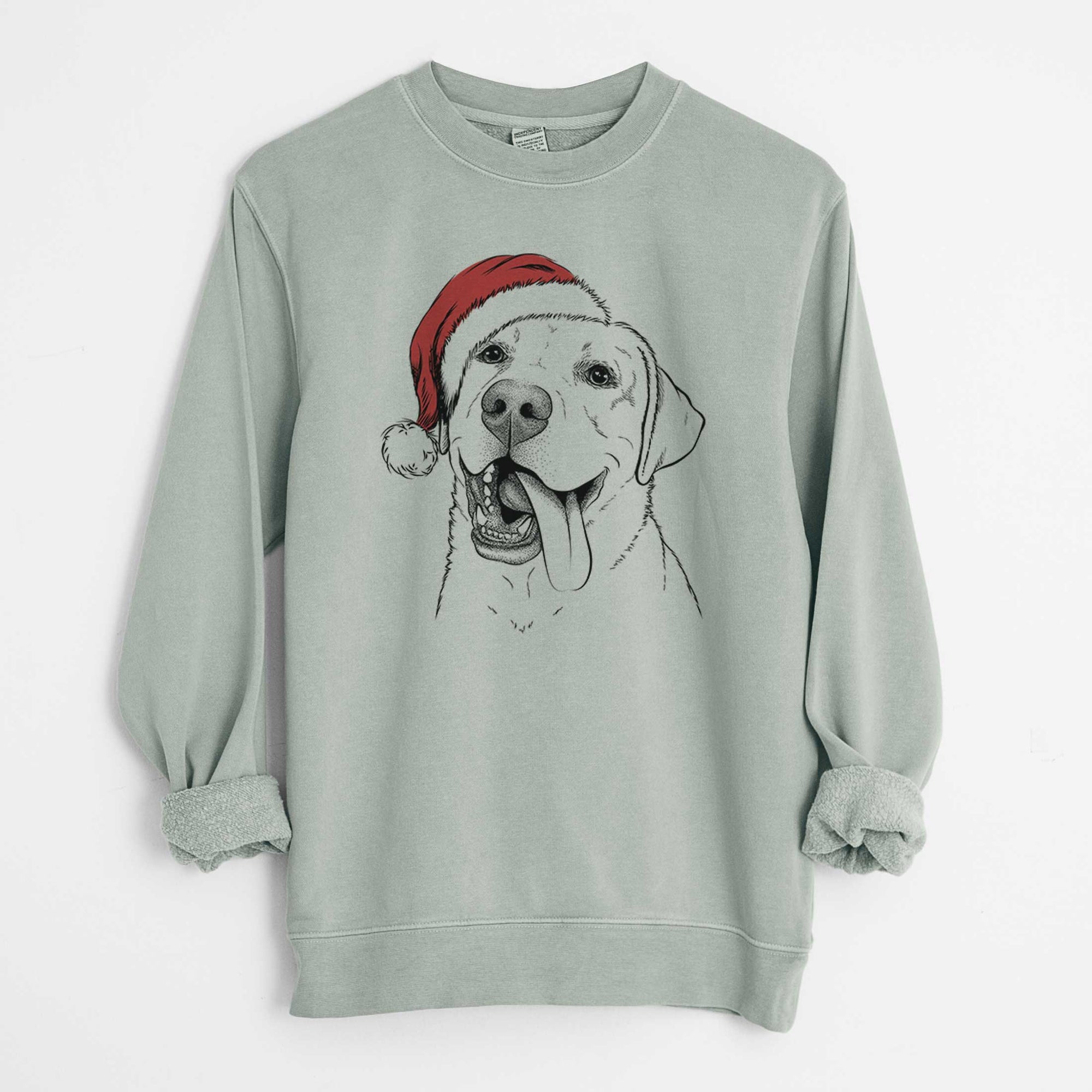 Santa Finn the Labrador Retriever - Unisex Pigment Dyed Crew Sweatshirt