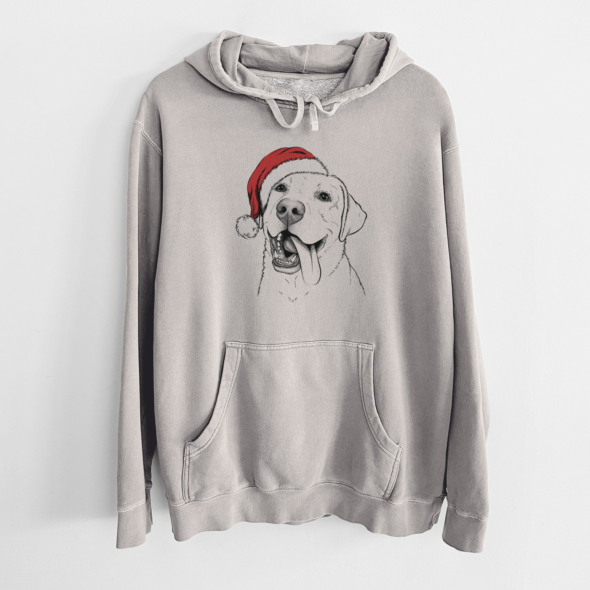 Santa Hat Finn the Labrador Retriever - Unisex Pigment Dyed Hoodie