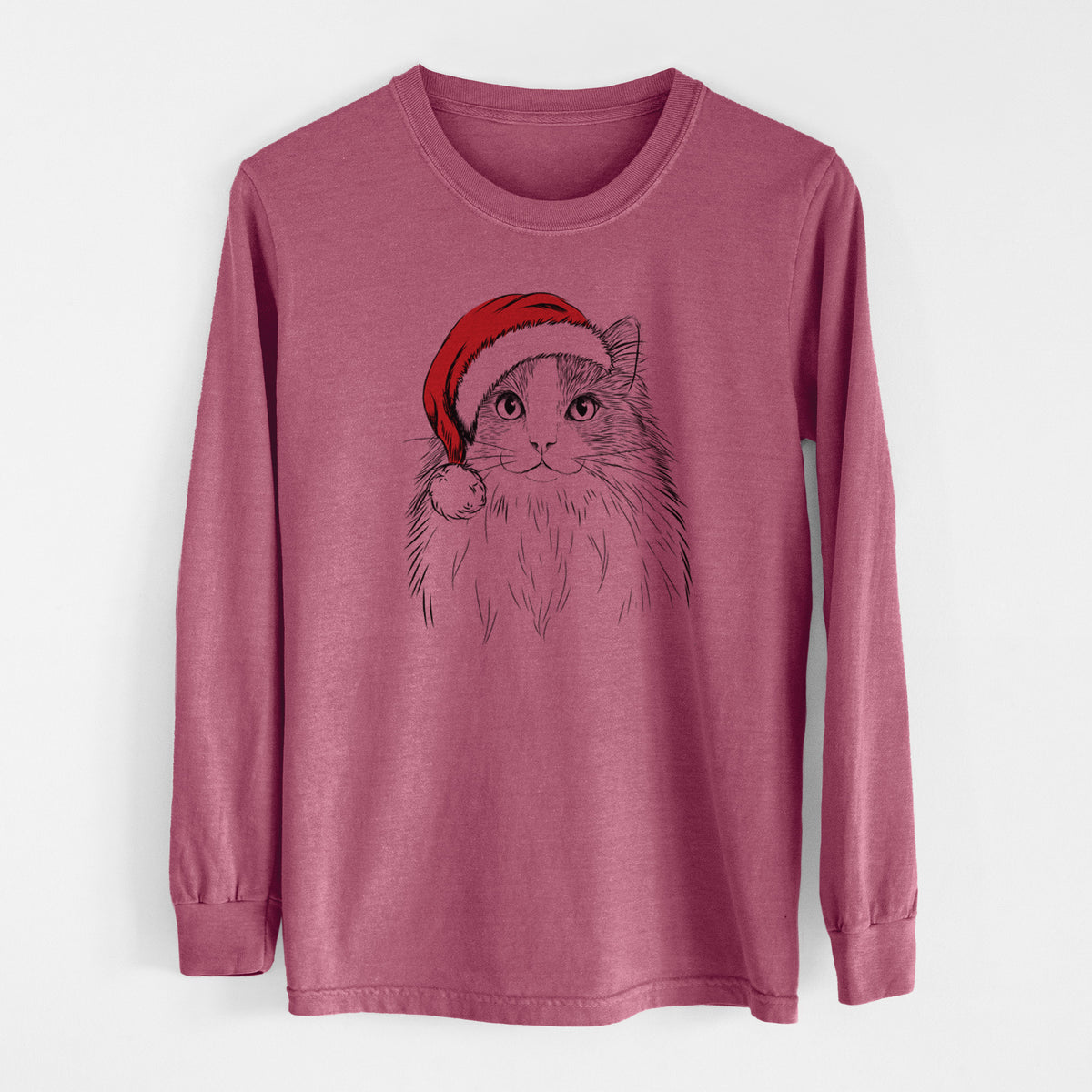 Santa Fiona the Ragdoll Cat - Men&#39;s Heavyweight 100% Cotton Long Sleeve