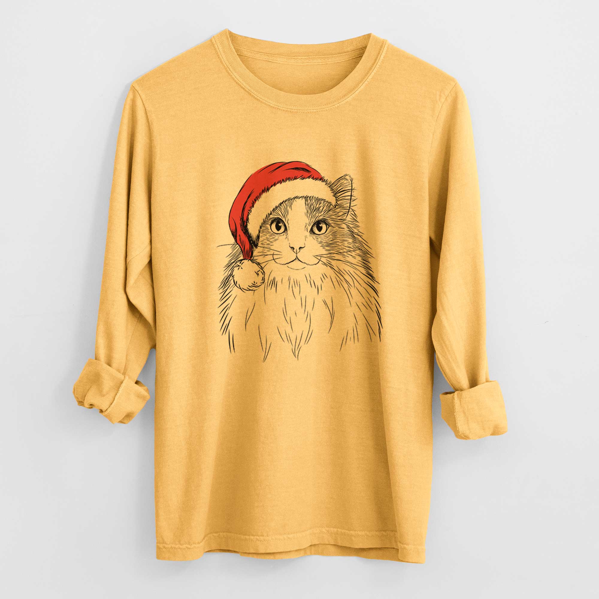 Santa Fiona the Ragdoll Cat - Men's Heavyweight 100% Cotton Long Sleeve